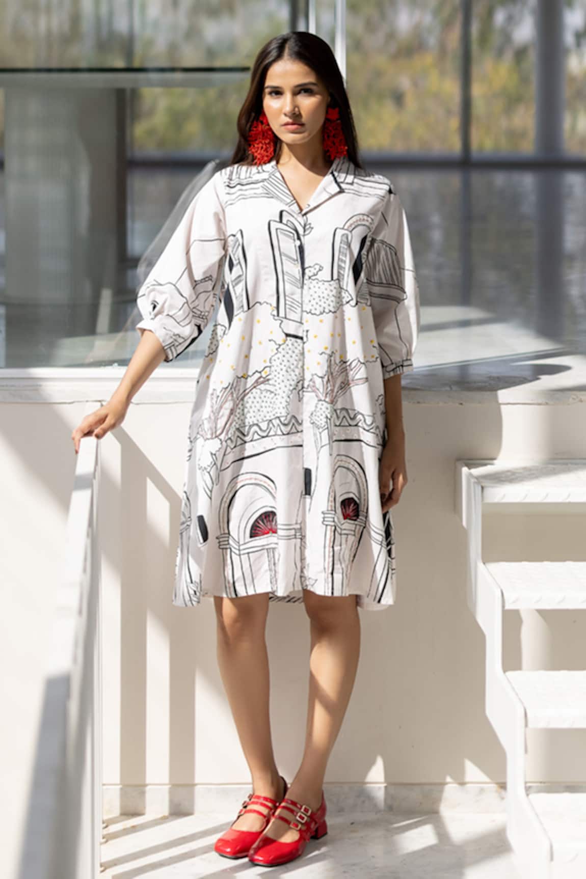 Silai Studio Embroidered Poplin Dress 