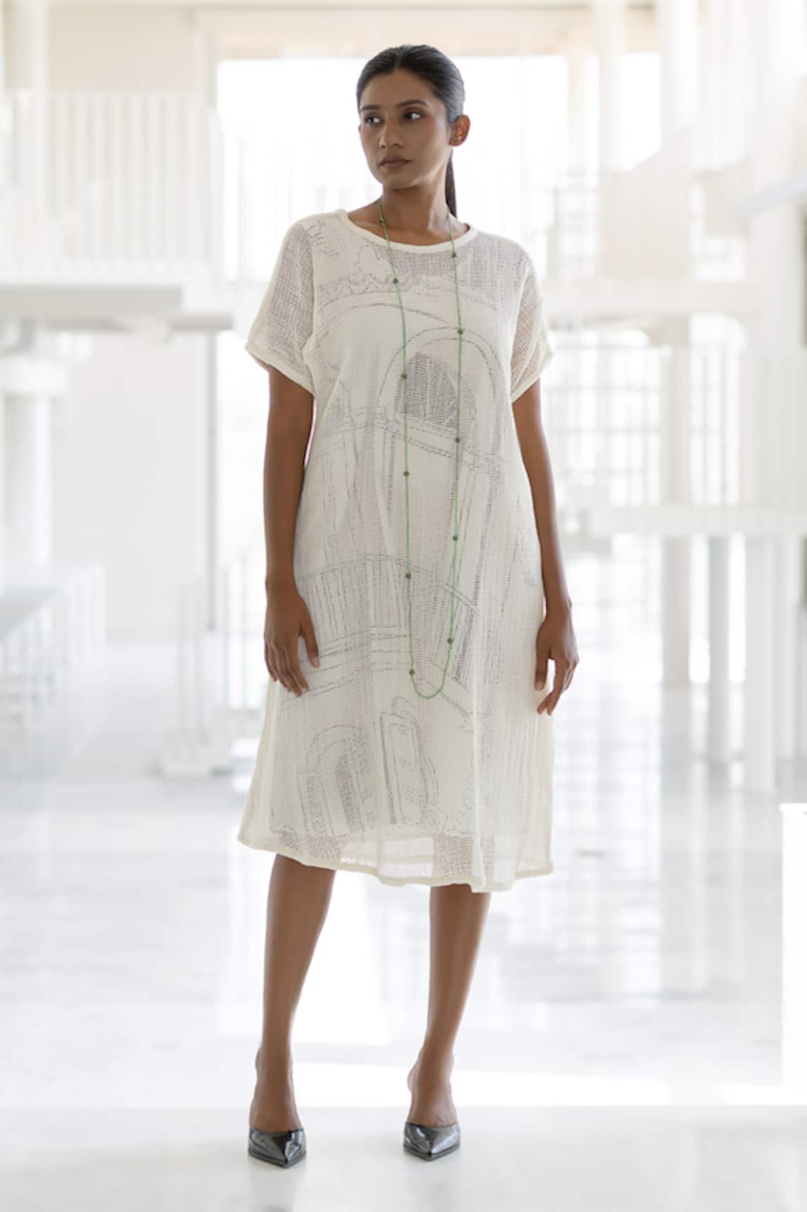 Silai Studio Vanilla Mesh Dress  