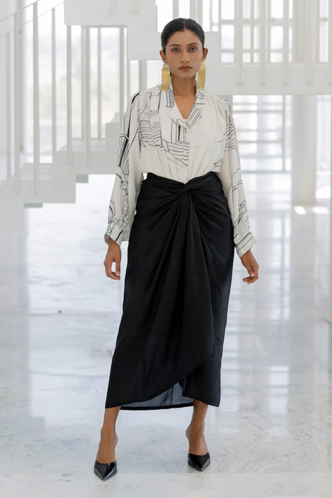 Silai Studio Arched Doorways Silk Voile Shirt & Slip Set 