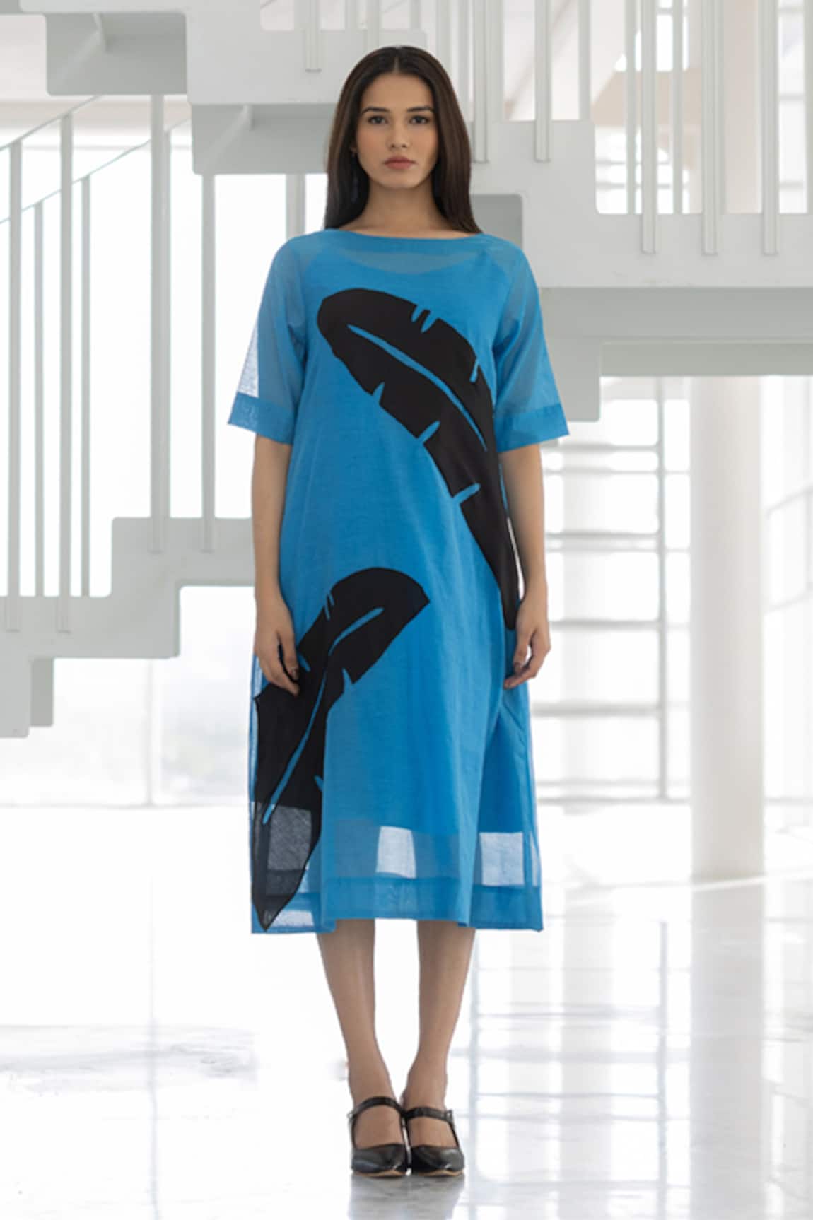 Silai Studio Azure Black Applique Dress 