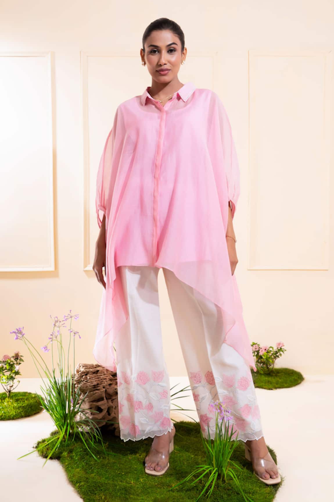 The White Tree Studio Blush Pink Kaftan & Pant Set 