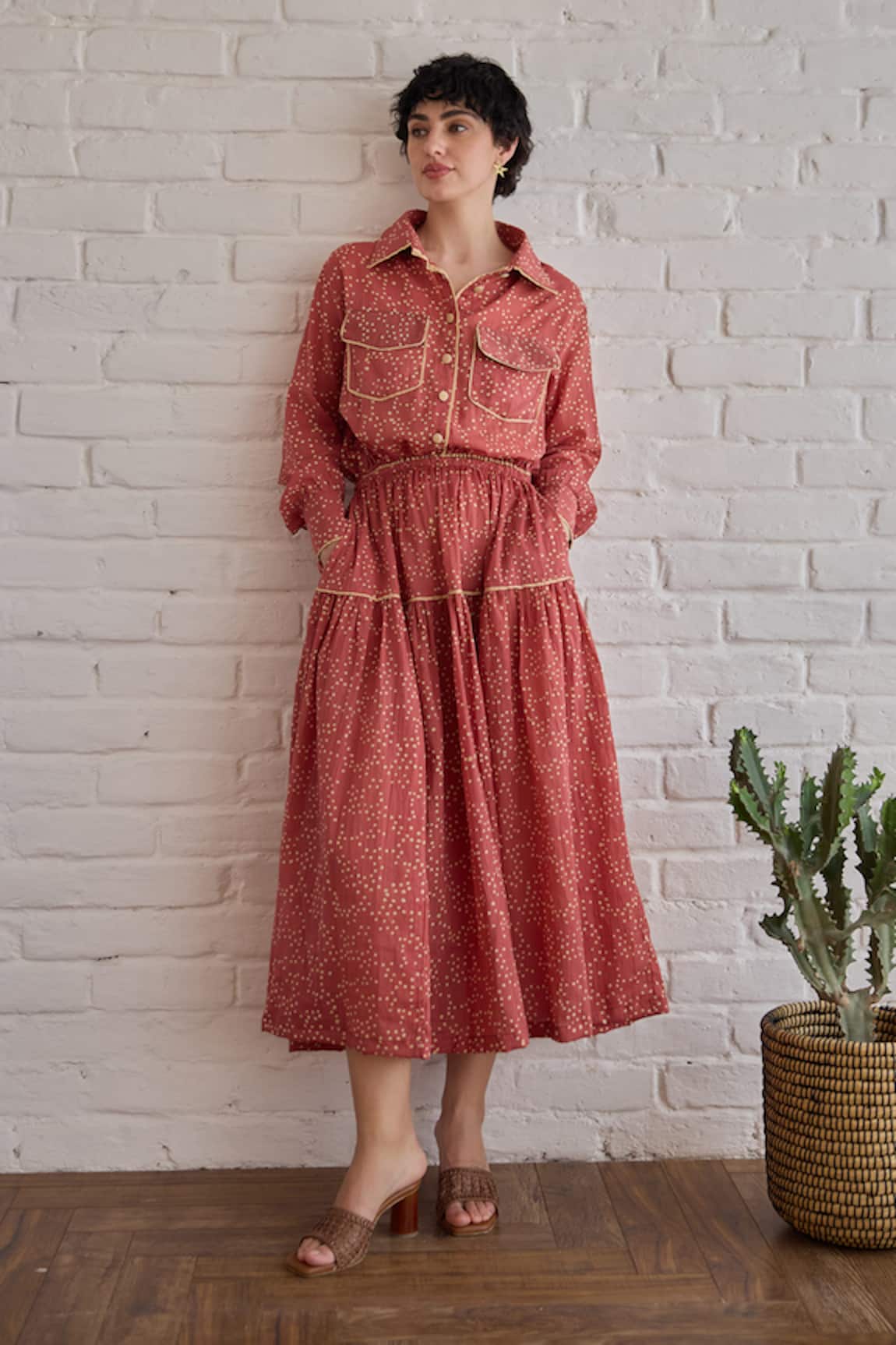 Taro Confetti Dot Printed Rose Whisper Dress 