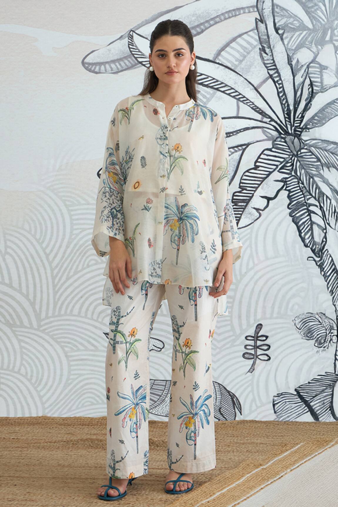 Shivani Bhargava Digital Print Chanderi Tunic & Cotton Pants 