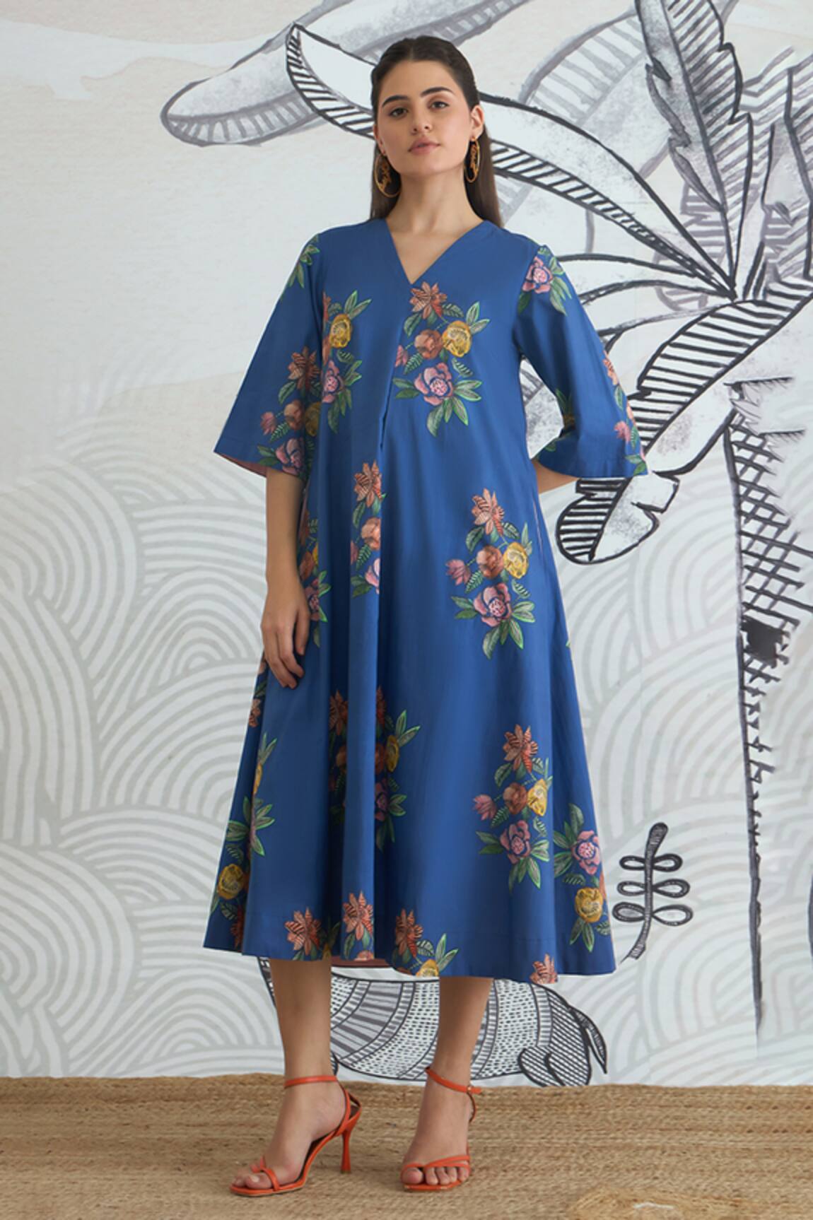 Shivani Bhargava Digital Print V-Neck Long Dress 