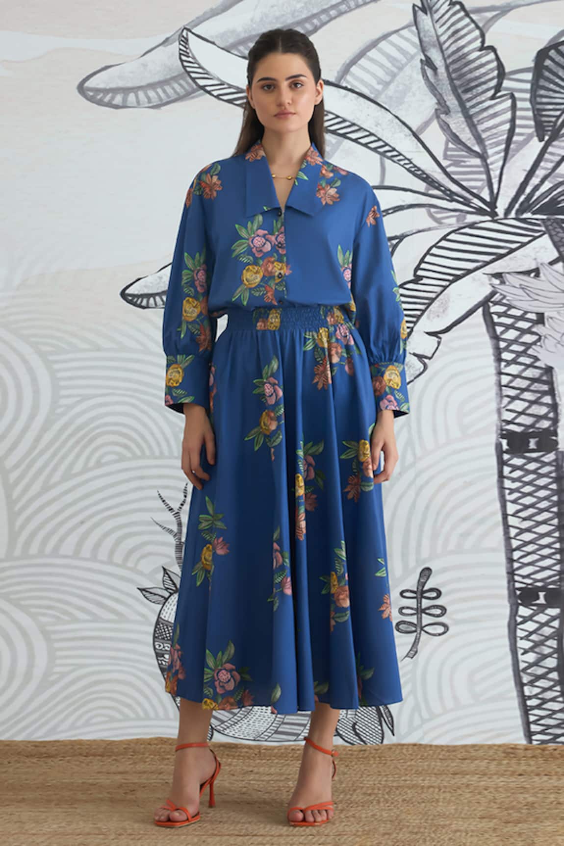 Shivani Bhargava Floral Digital Print Shirt & Skirt Set 