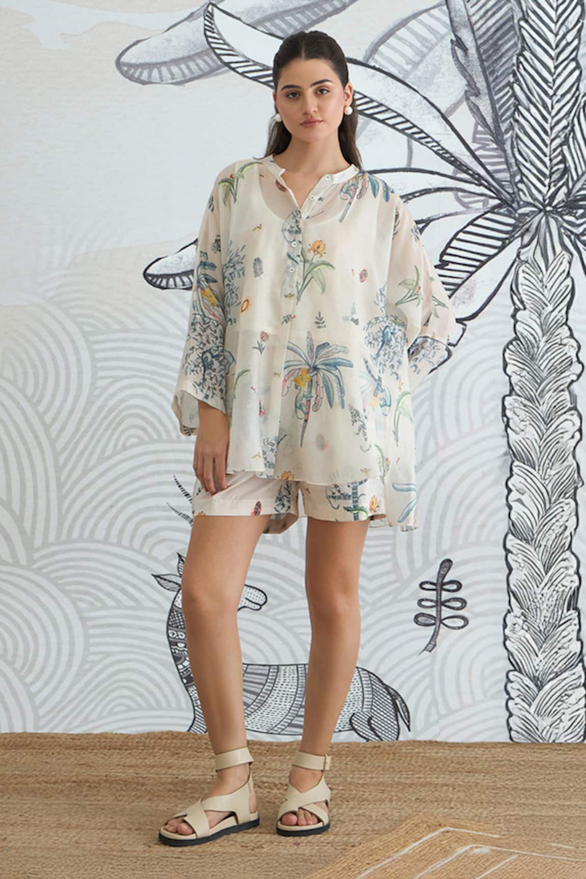 Shivani Bhargava Digital Print Chanderi Tunic & Shorts Set 