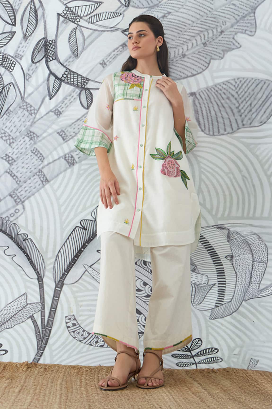 Shivani Bhargava Ivory Digital Print Tunic & Pants Set 