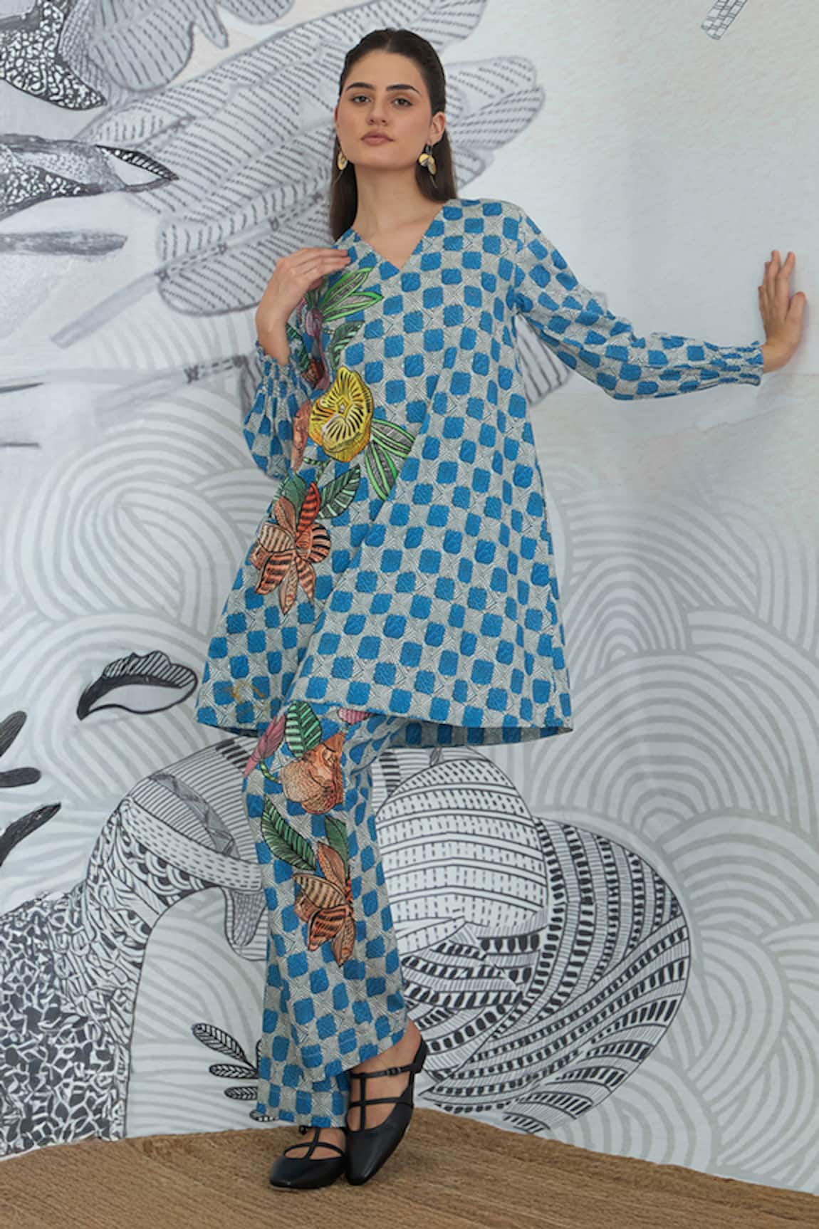 Shivani Bhargava Check Flower Co-Ord Set 