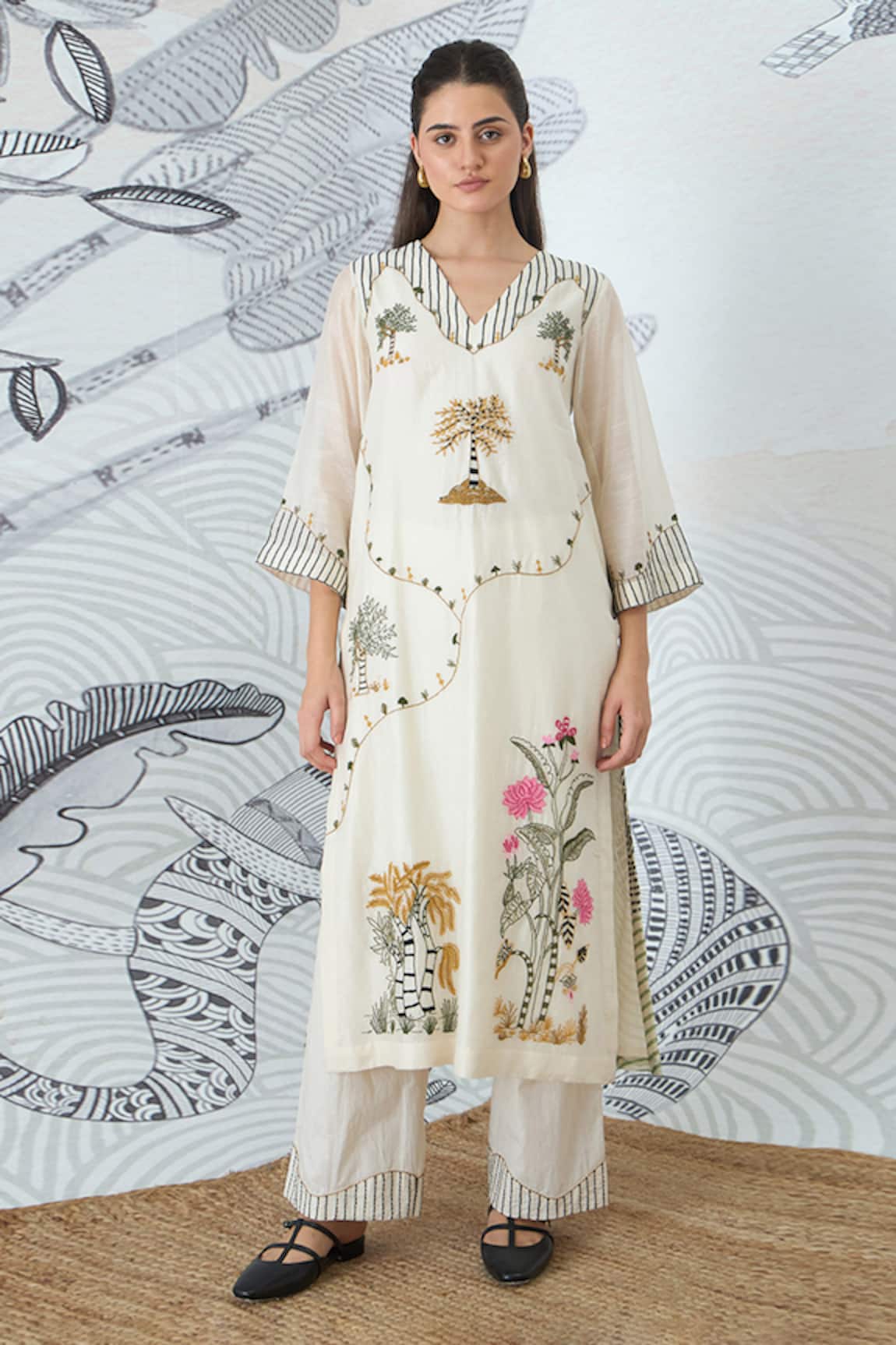 Shivani Bhargava Mountain Embroidery Kurta & Pant Set 