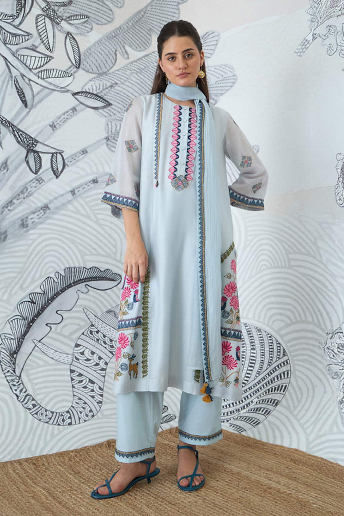 Shivani Bhargava Powder Blue Embroidered Kurta Set 