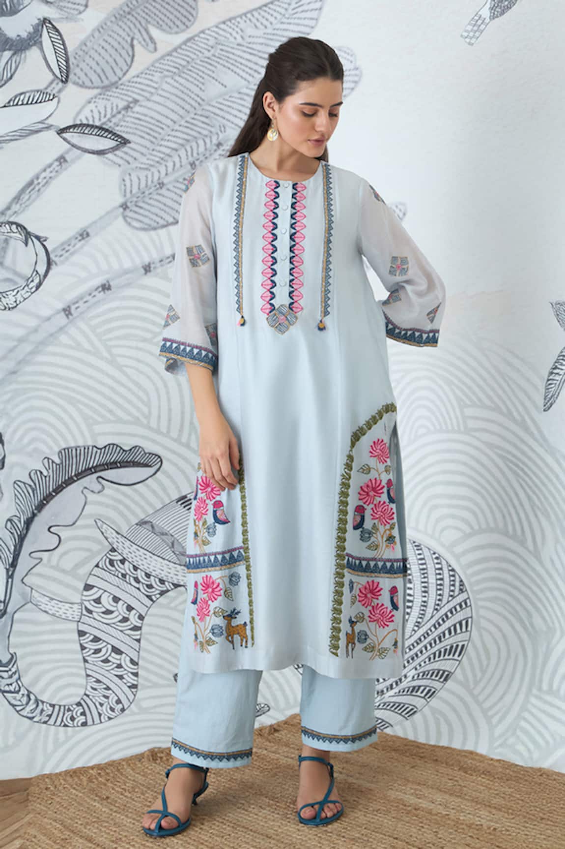 Shivani Bhargava Powder Blue Embroidered Kurta 