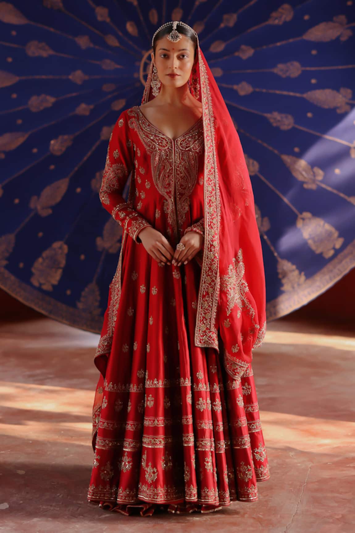 Jigar Mali Red Embroidered Lehenga Set 