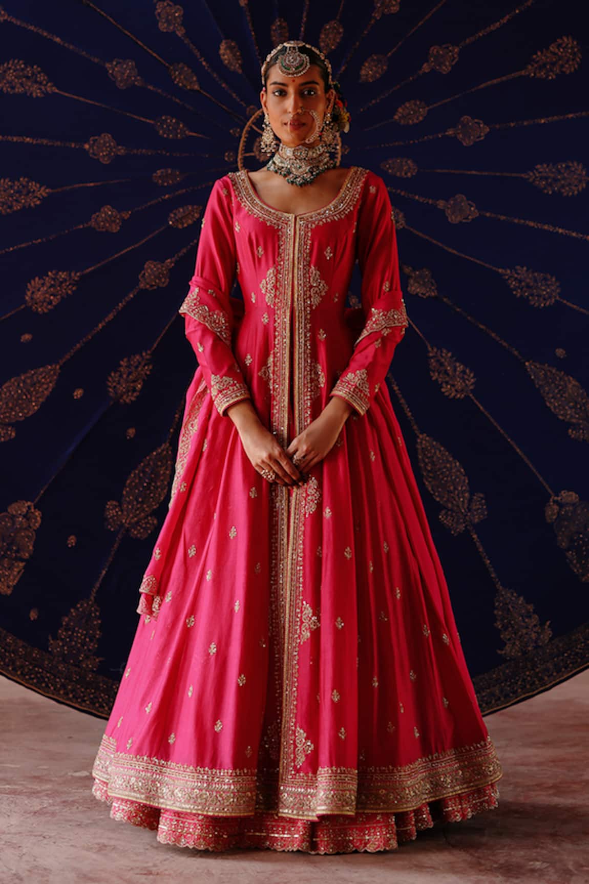 Jigar Mali Designer Pink Chanderi Lehenga Set 