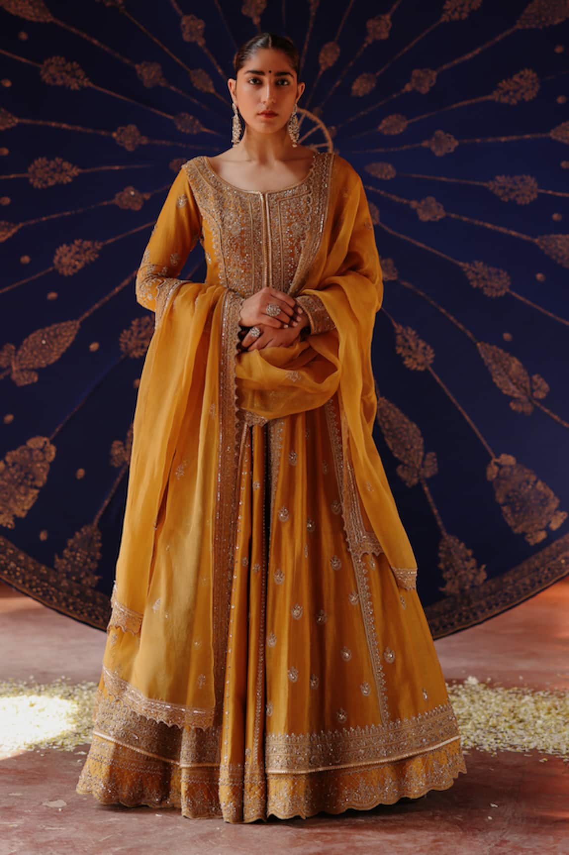 Jigar Mali Yellow Chanderi Embroidered Lehenga Set 