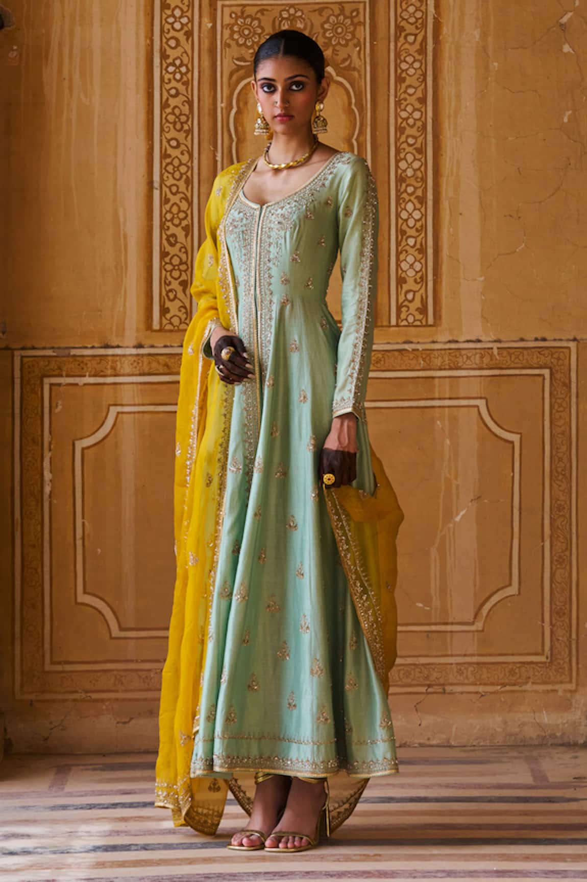 Jigar Mali Designer Chanderi Kurta Pant Set 