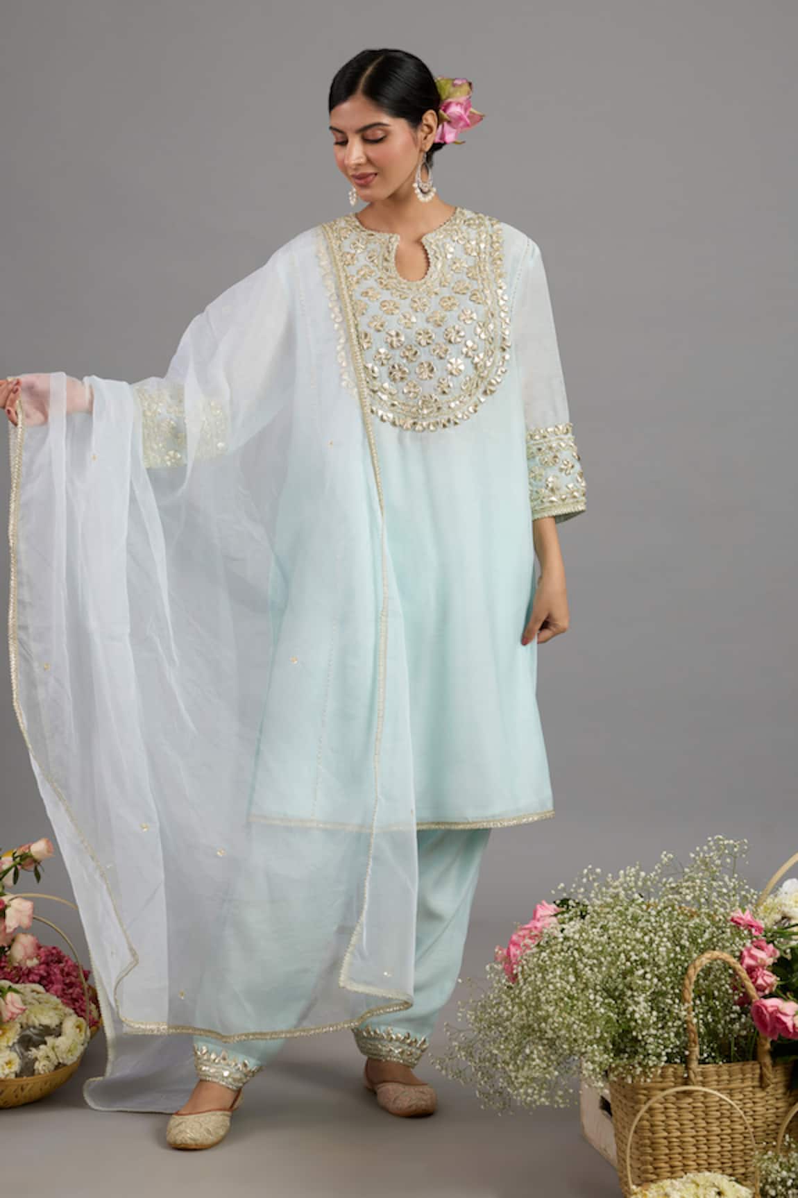 Saina Kapoor Designer Ice Blue Kurta Set 