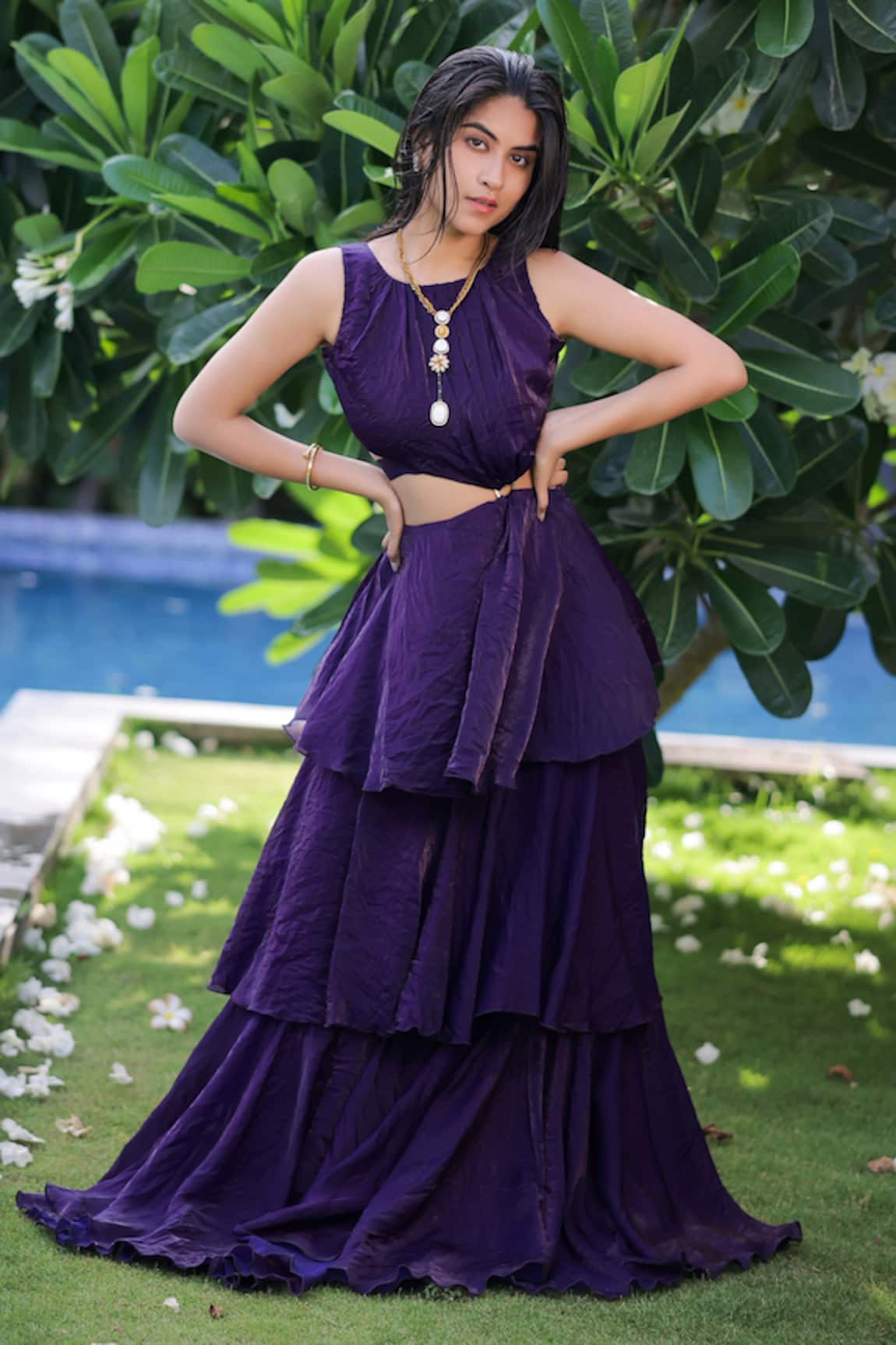 Foram Patel Purple Soft Organza Dress 