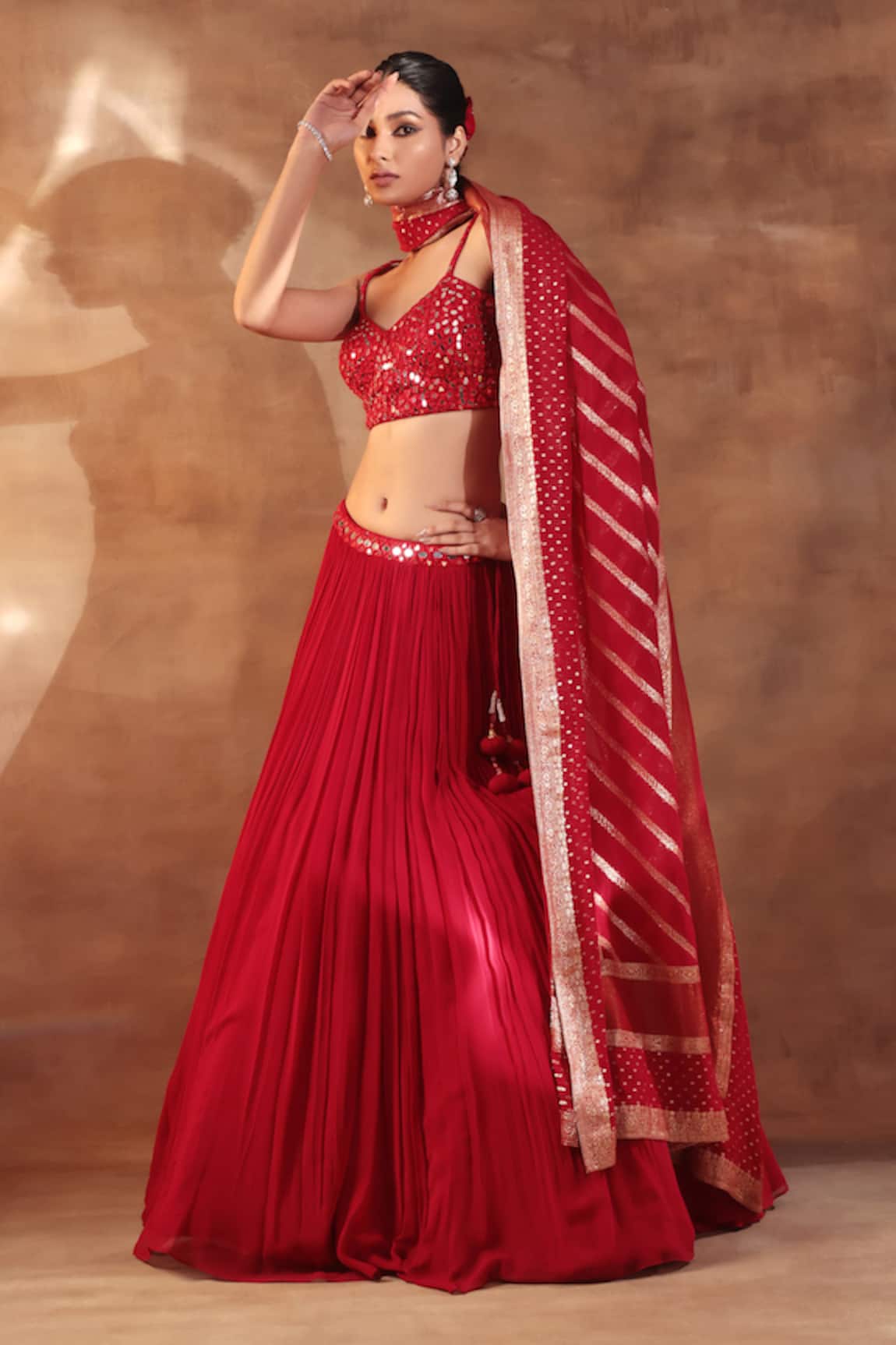 Meenagurnam Mirror Work Lehenga Set 