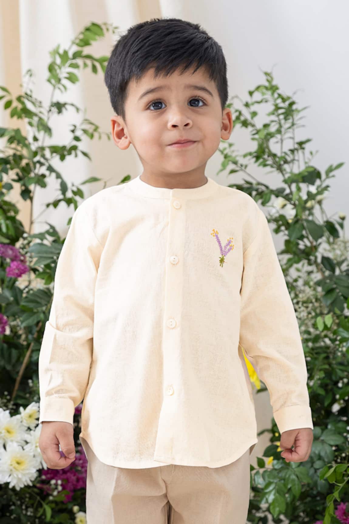Tiber Taber Cream Cotton Designer Shirt 