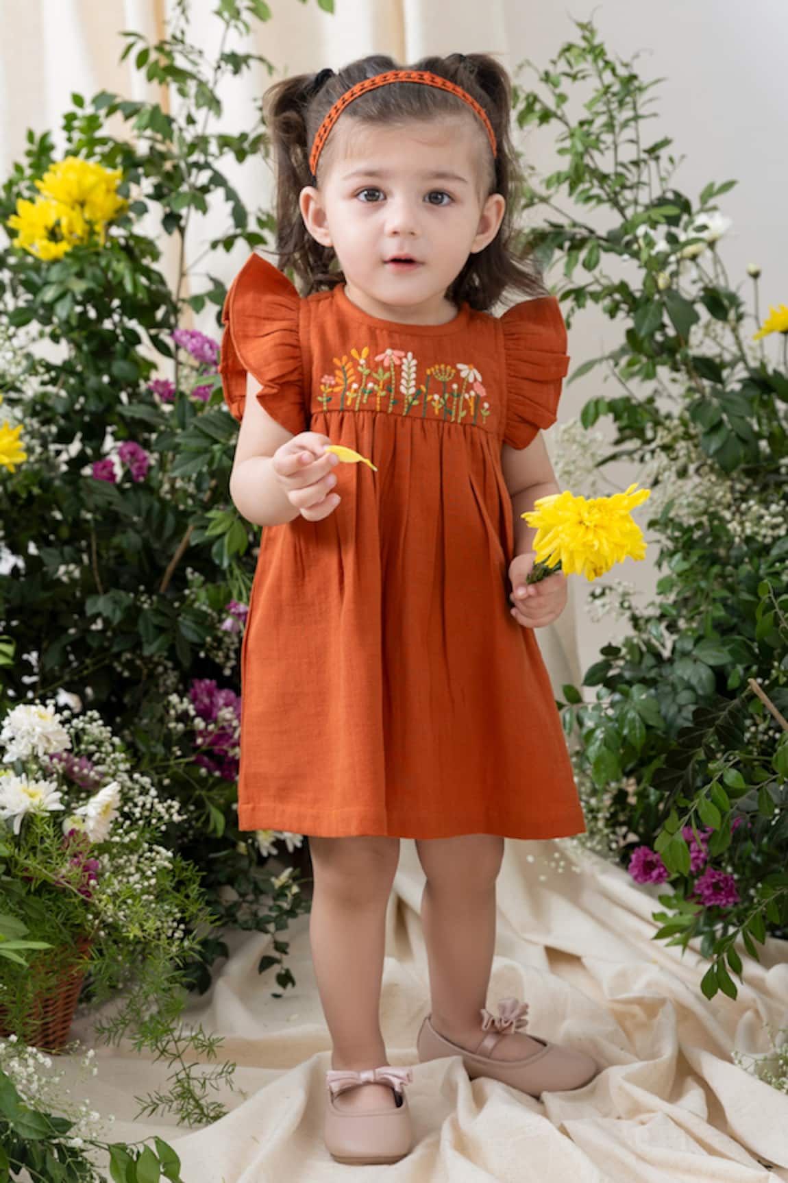 Tiber Taber Rust Embroidered Dress Set 