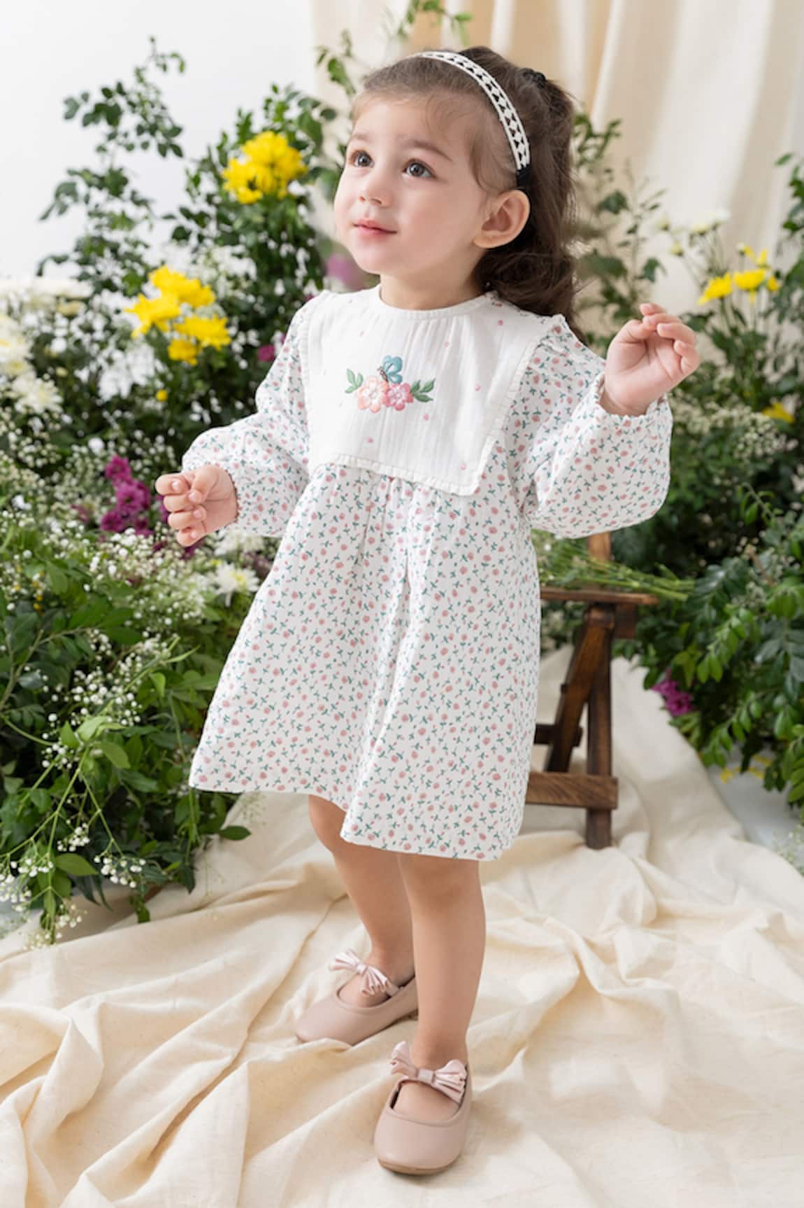 Tiber Taber White Floral Print Dress Set 