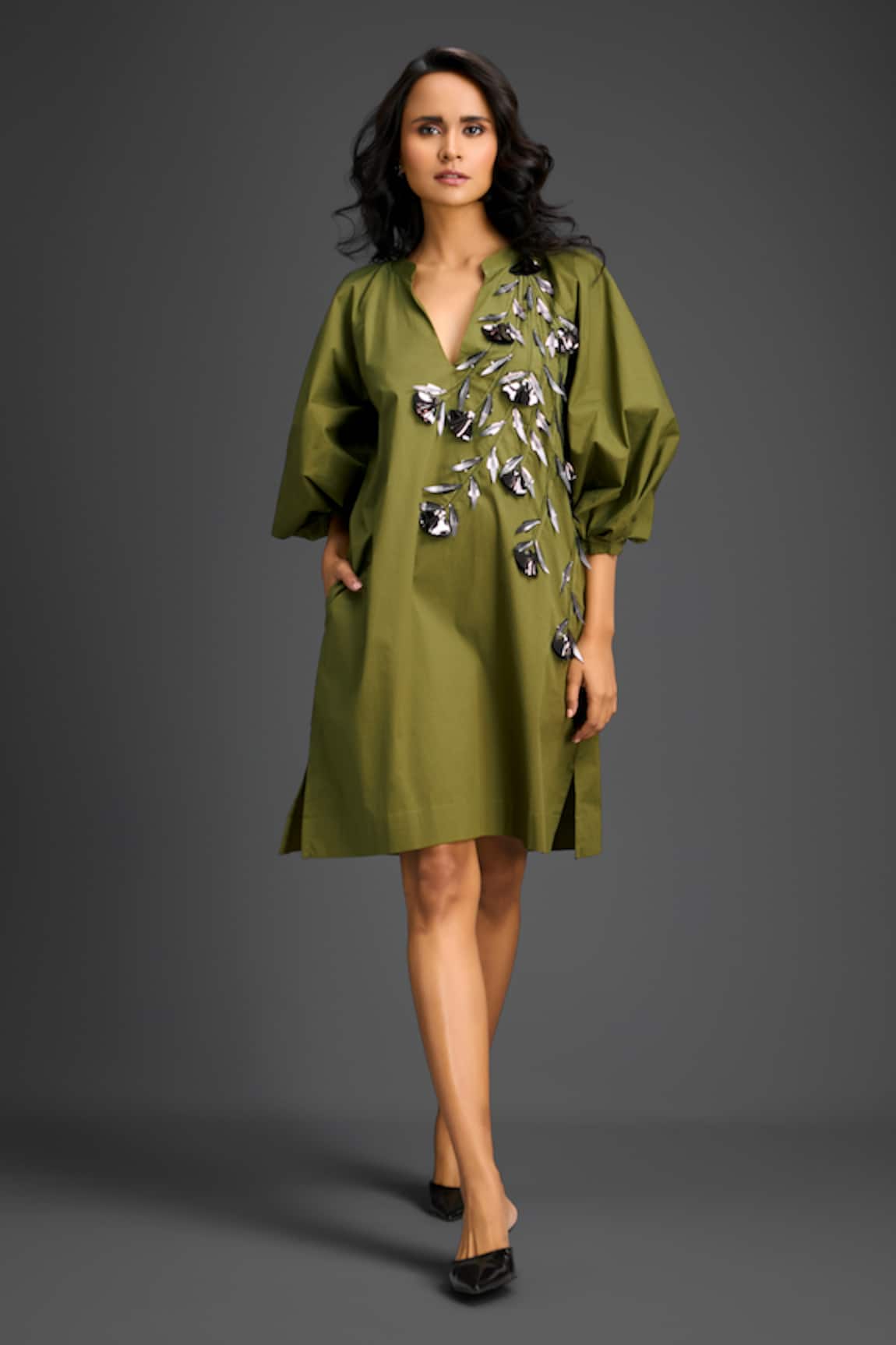 Deepika Arora Green Designer Dress with Embellishments 