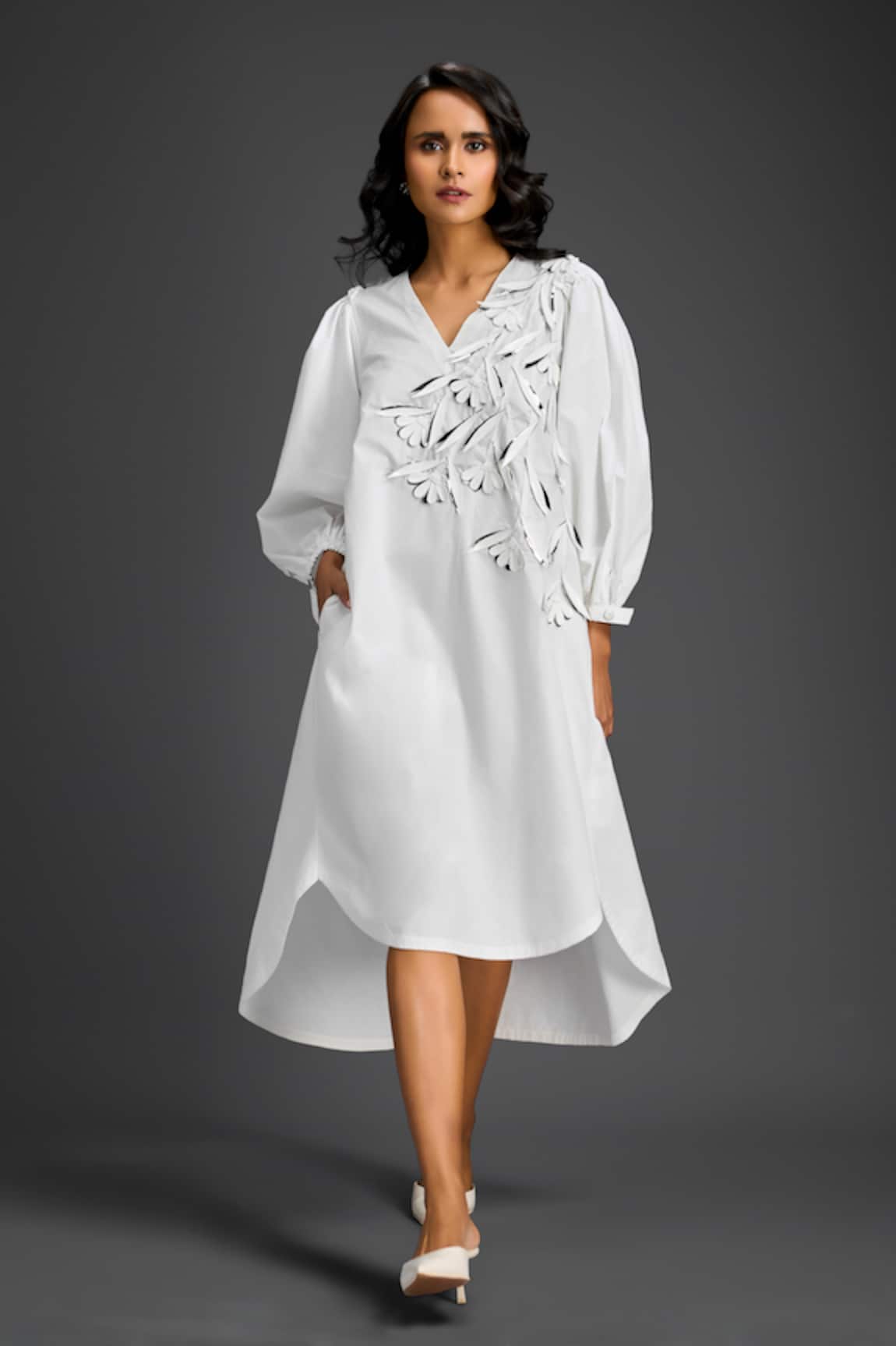 Deepika Arora Designer White Cotton Dress 
