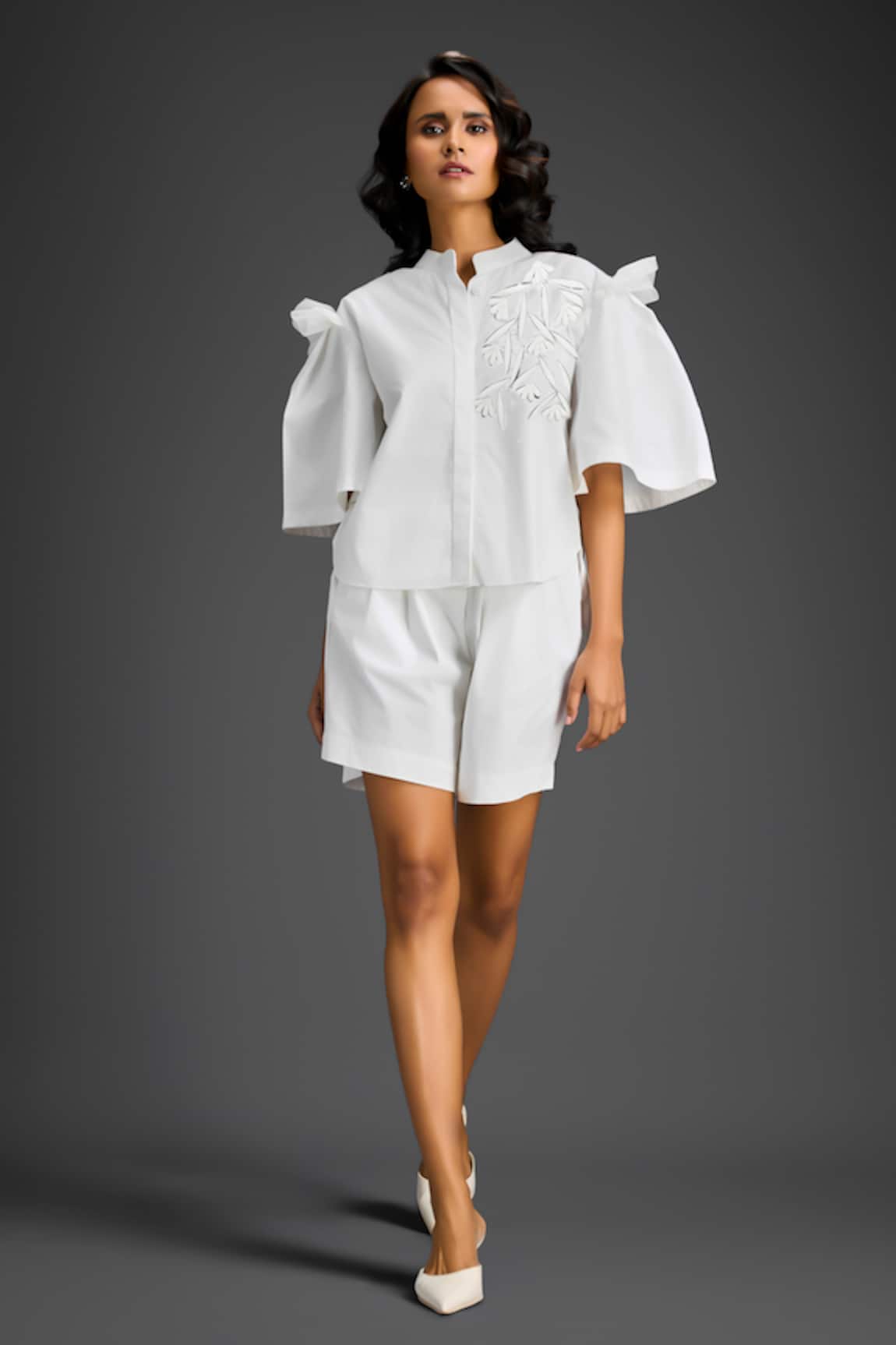 Deepika Arora Designer White Cotton Shirt & Shorts Set 