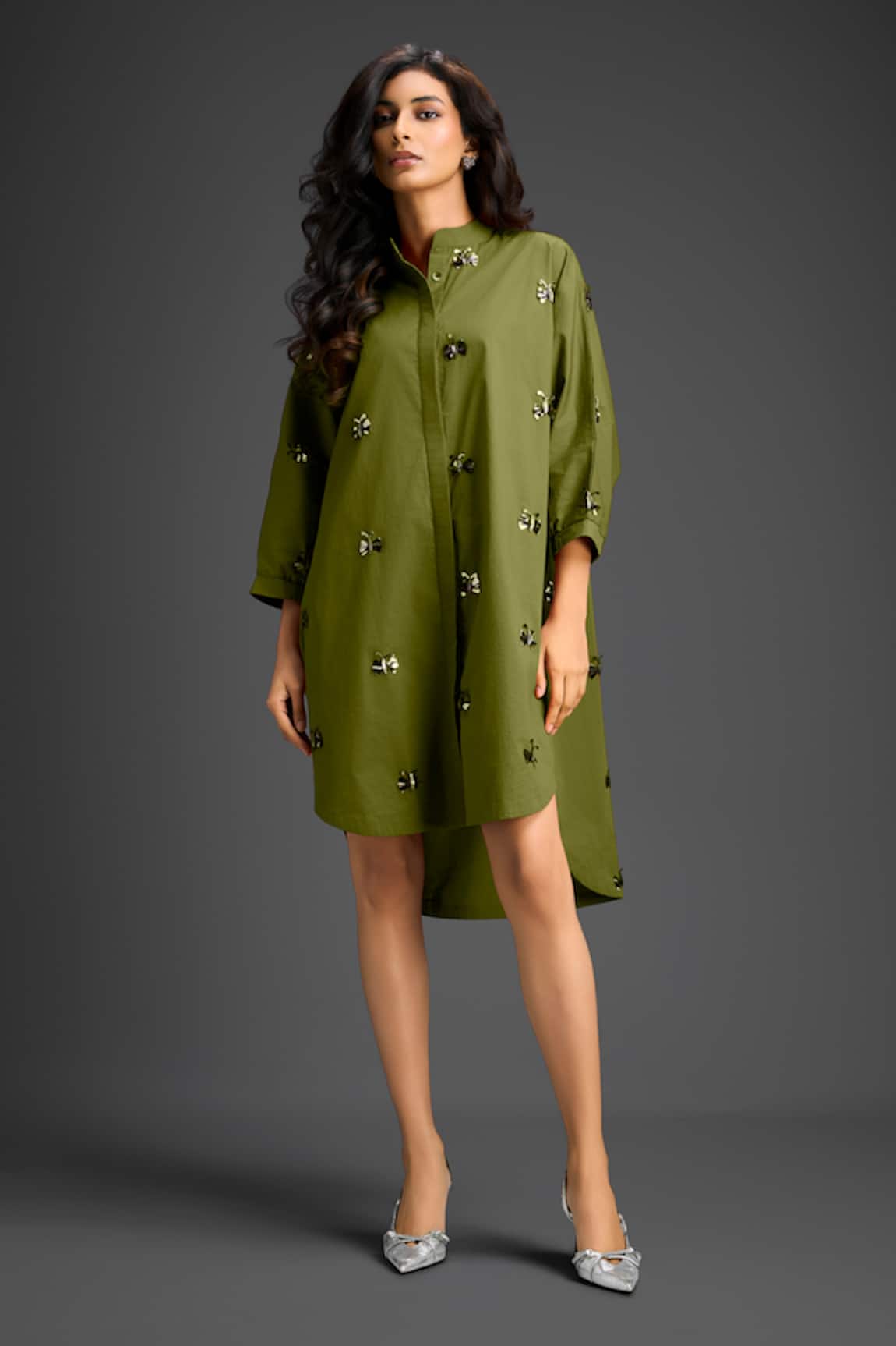 Deepika Arora Designer Green Cotton Dress 