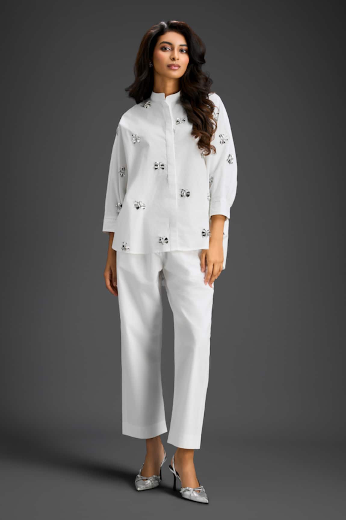 Deepika Arora Designer White Cotton Shirt & Pant Set 
