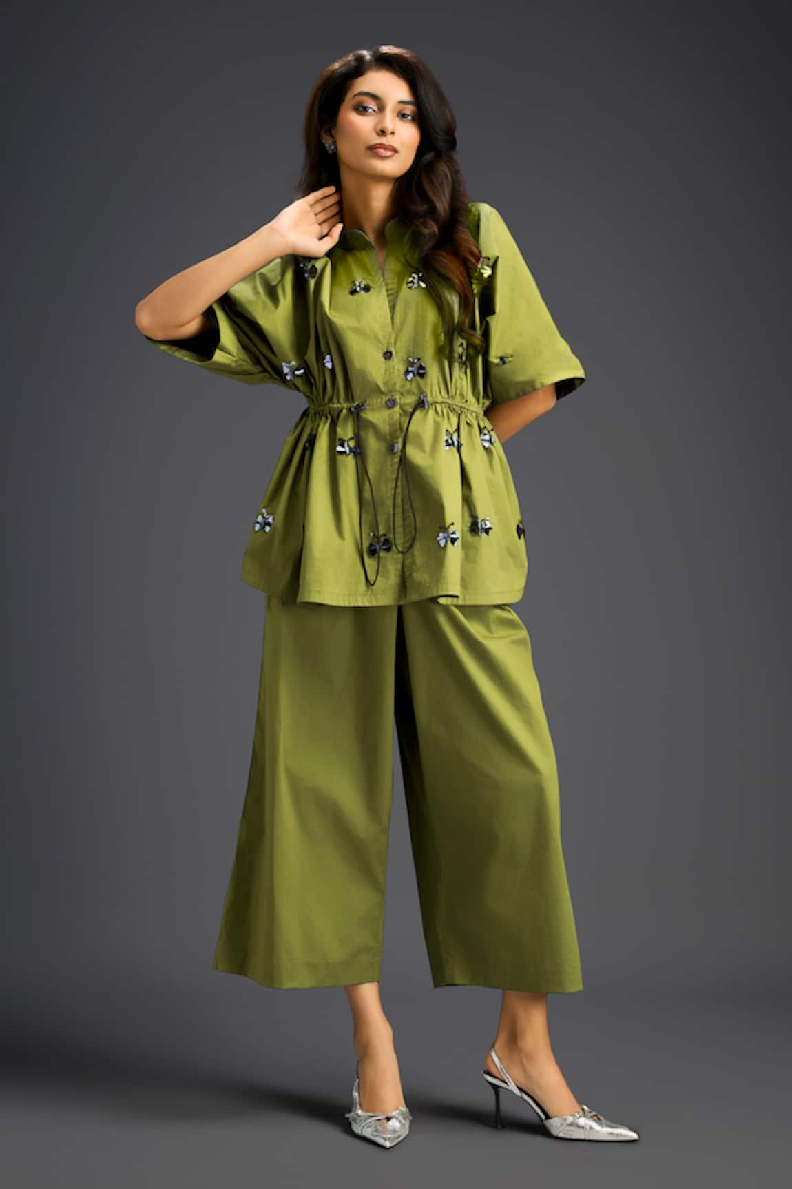 Deepika Arora Green Designer Shirt & Pant Set 
