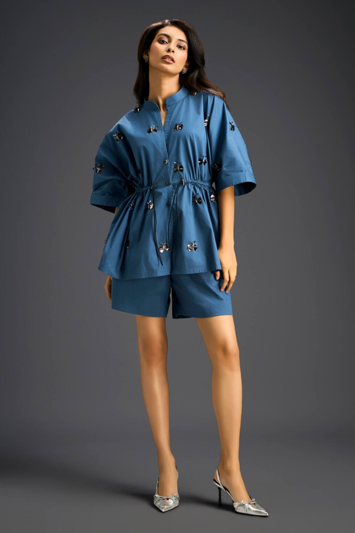 Deepika Arora Designer Blue Shirt & Shorts Set 
