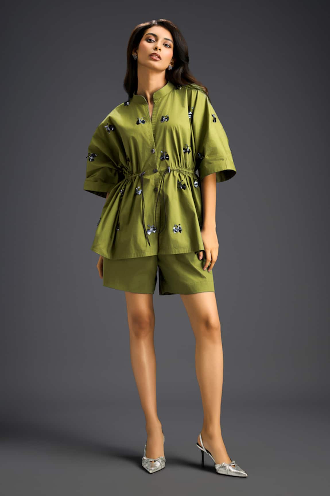 Deepika Arora Designer Green Shirt & Shorts Set 