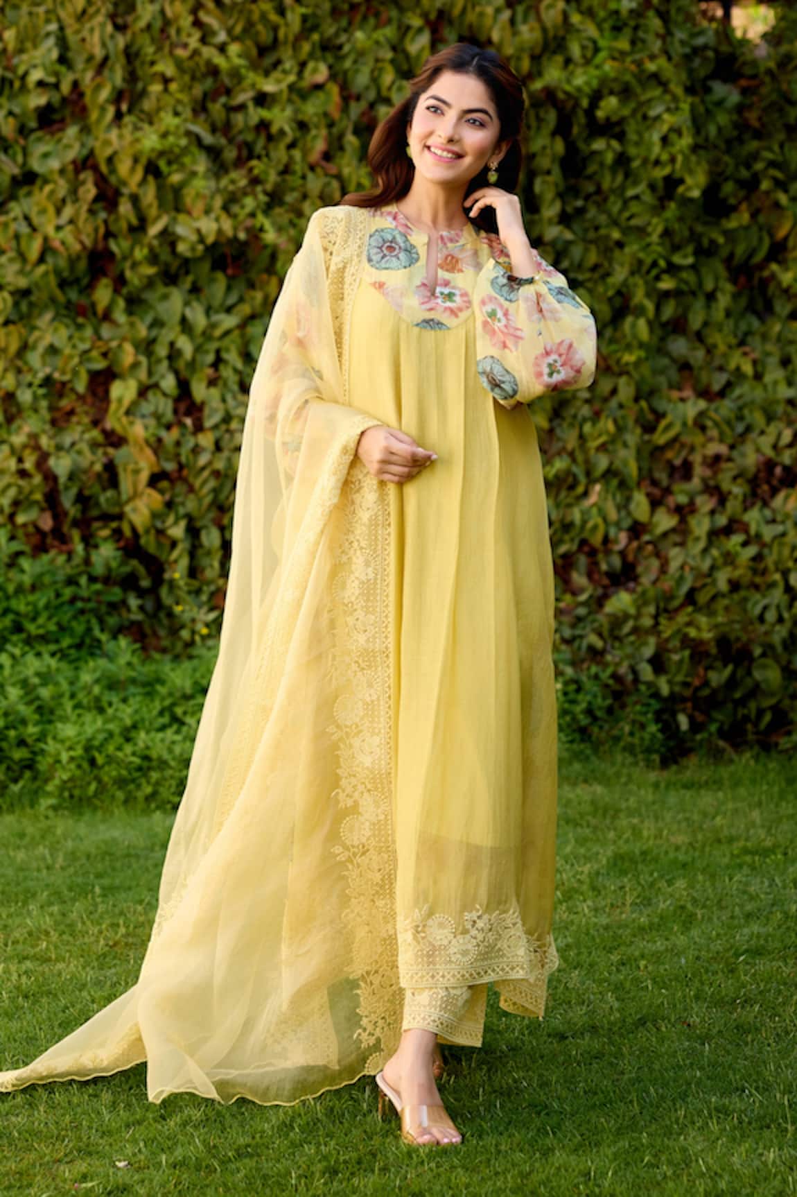 Naaz By Noor Light Yellow Printed Kurta Set 
