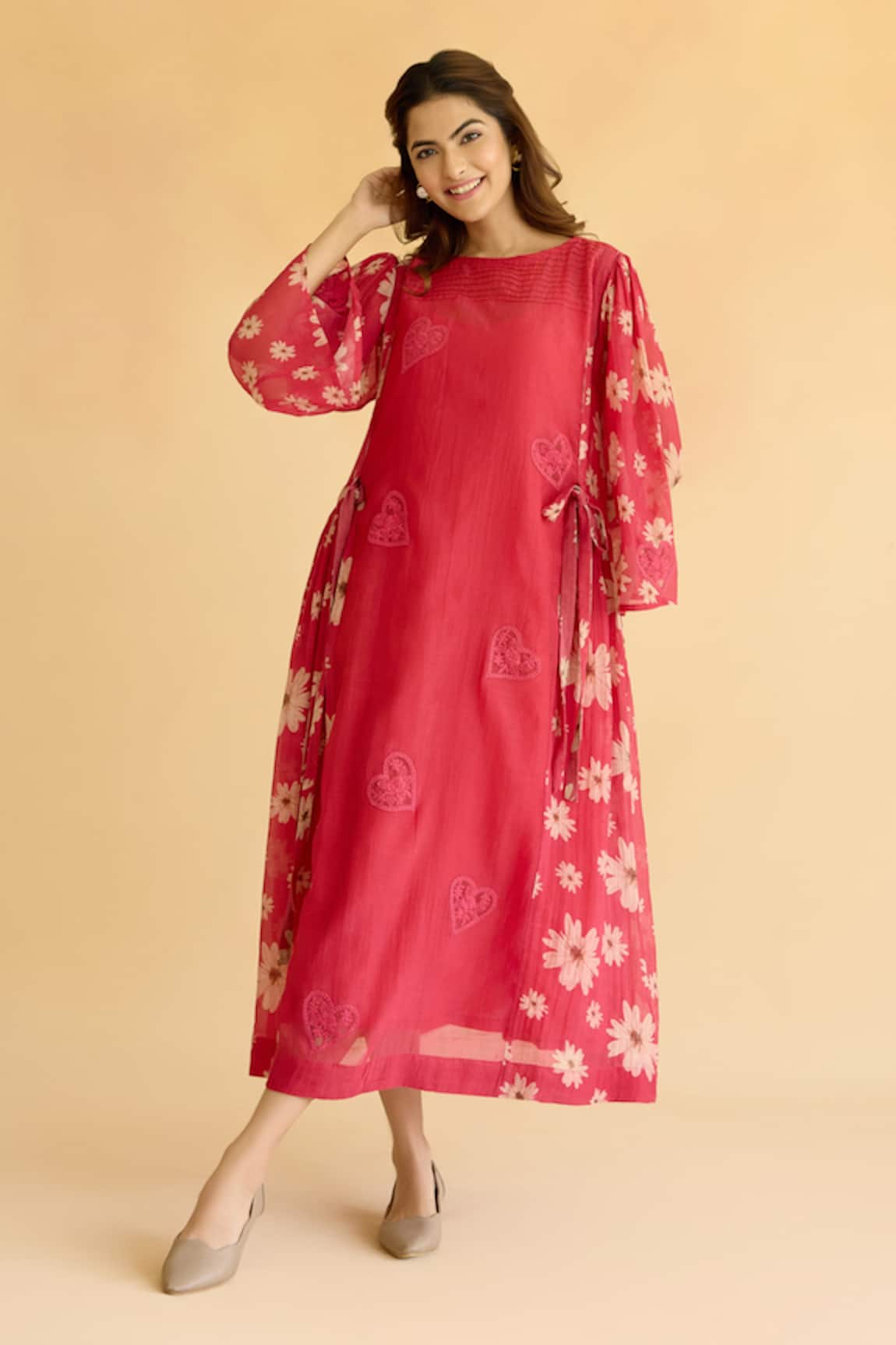 Naaz By Noor Floral Embroidered Chanderi Dress 