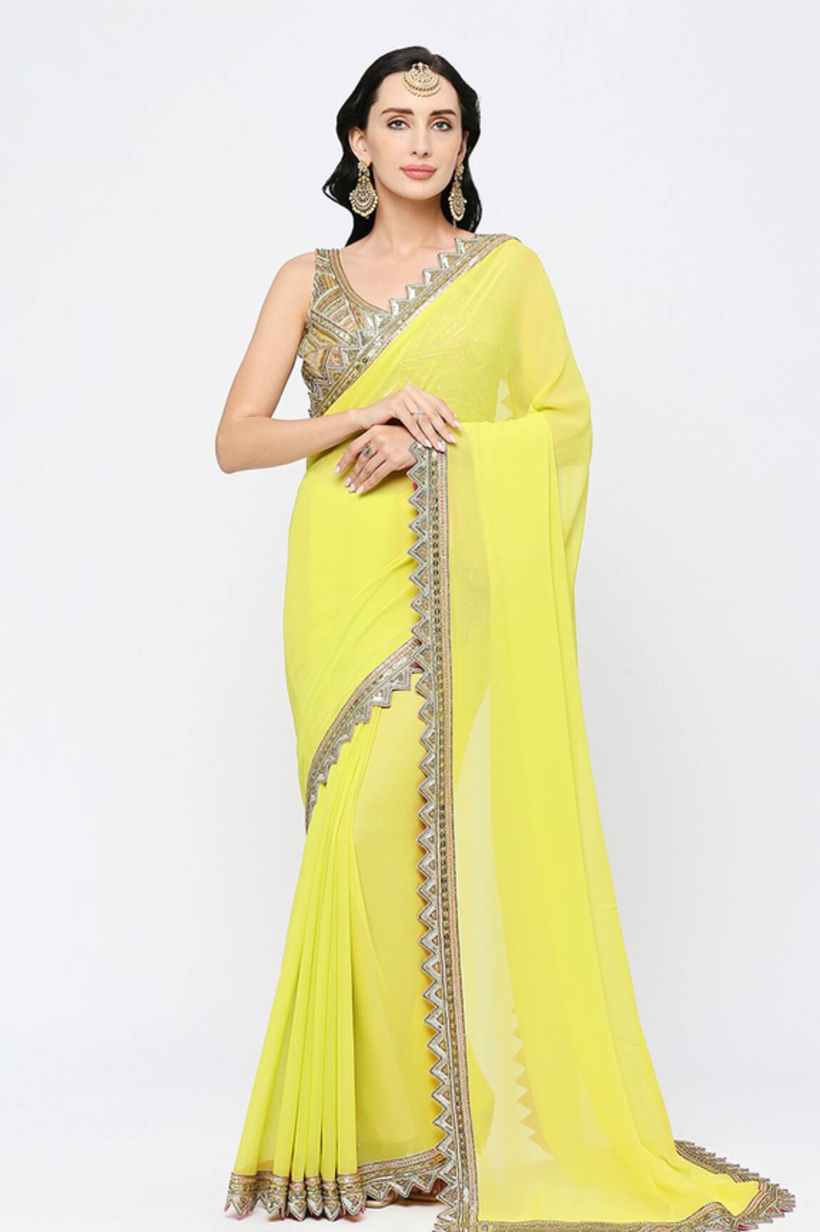Neha Mehra Designer Yellow Georgette Saree 