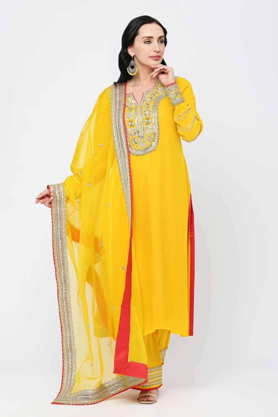 Neha Mehra Yellow Georgette Kurta Set 