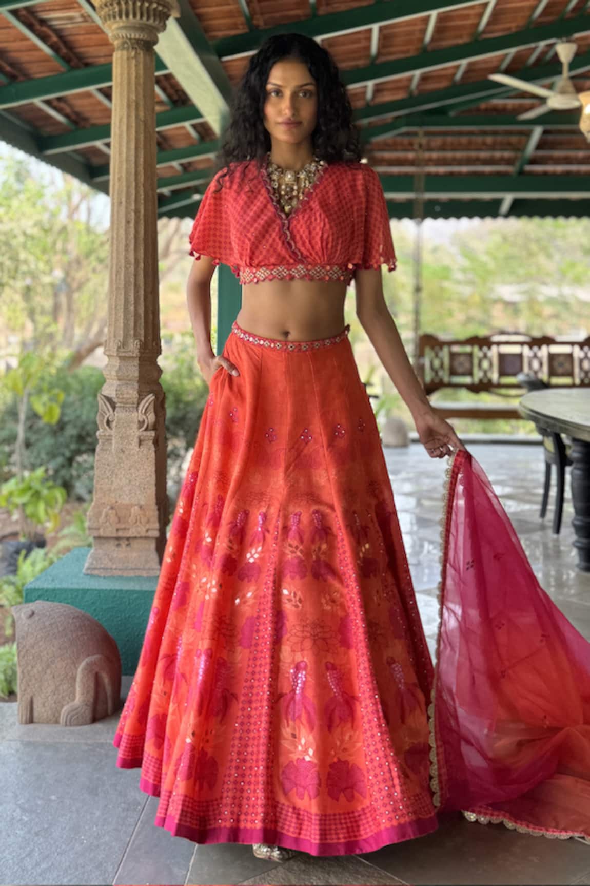 Basil Leaf Chiffon Designer Lehenga Set 