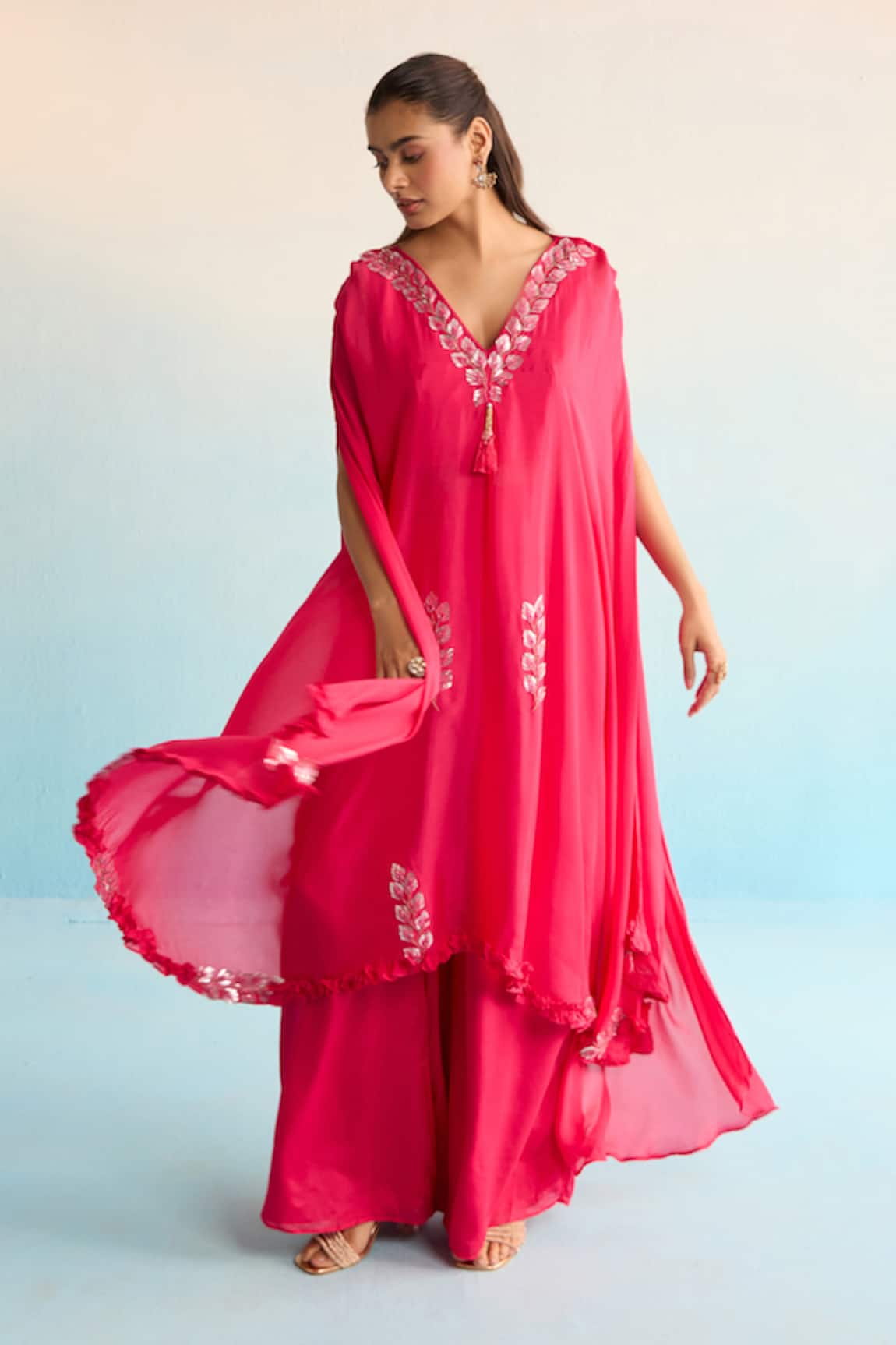 House Of Armuse Orla Hot Pink Kaftan 