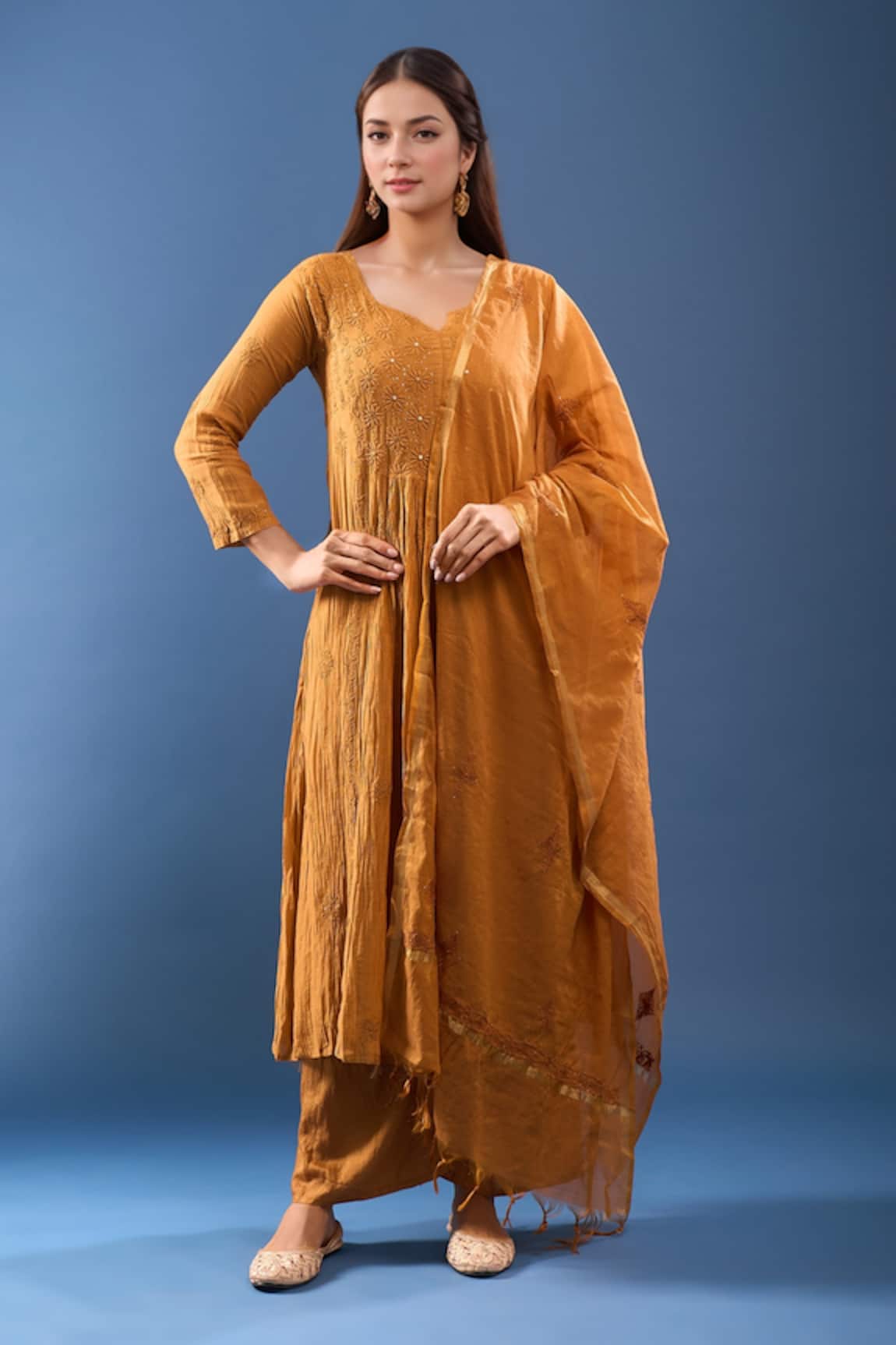 Samyukta Singhania Chanderi Chikankari Kurta Set 