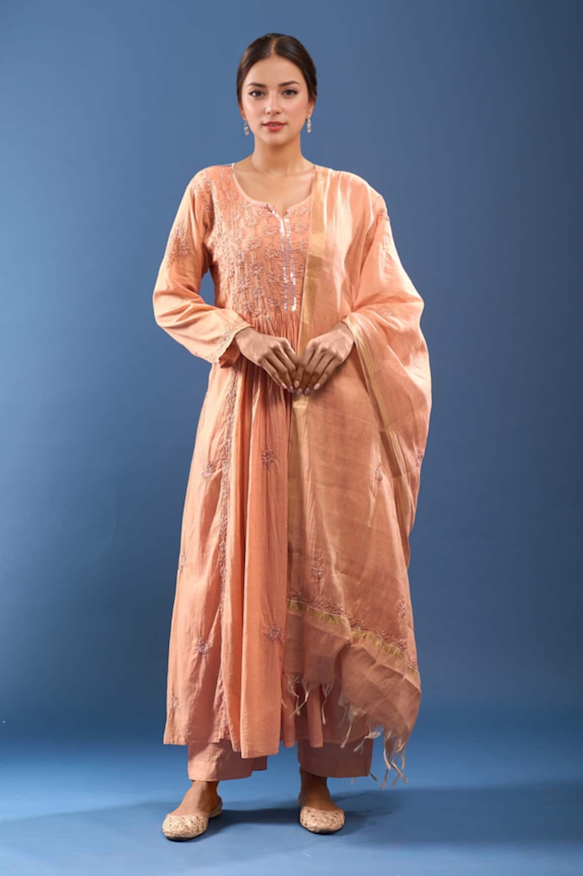 Samyukta Singhania Chanderi Chikankari Kurta Set 