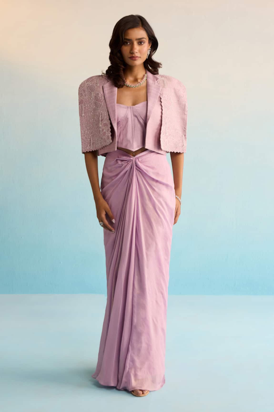 House Of Armuse Velany Cape & Draped Skirt Set 