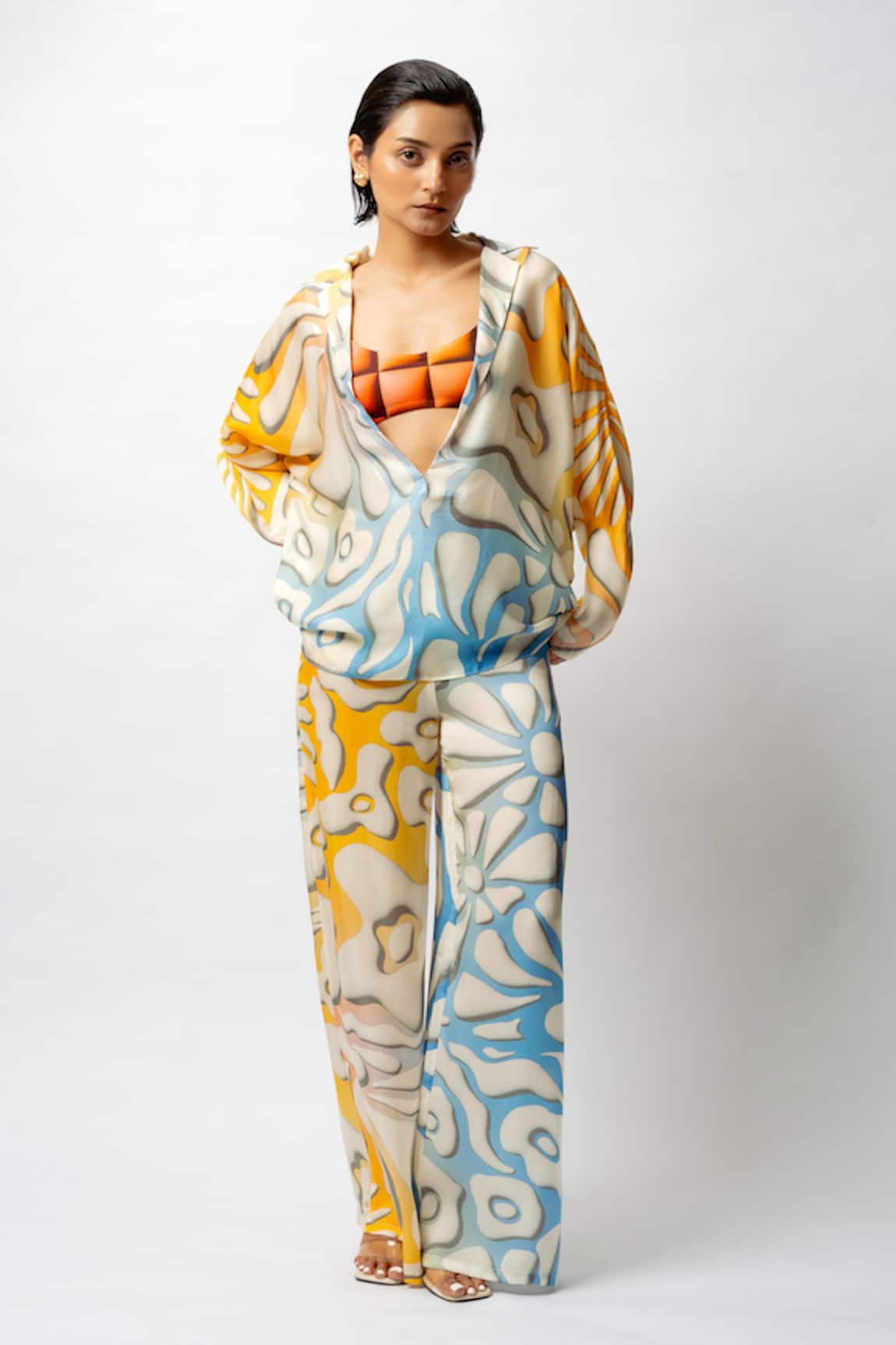 Forty Four Printed Satin Breeze Co-ord Set 