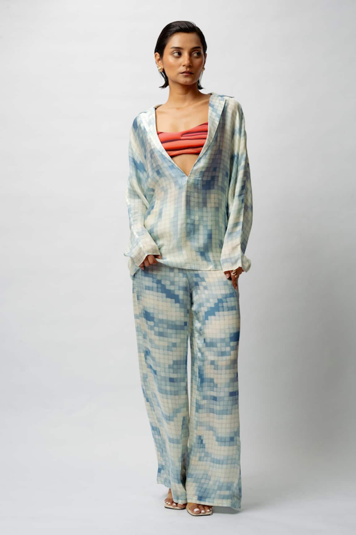 Forty Four Printed Satin Breeze Co-ord Set 