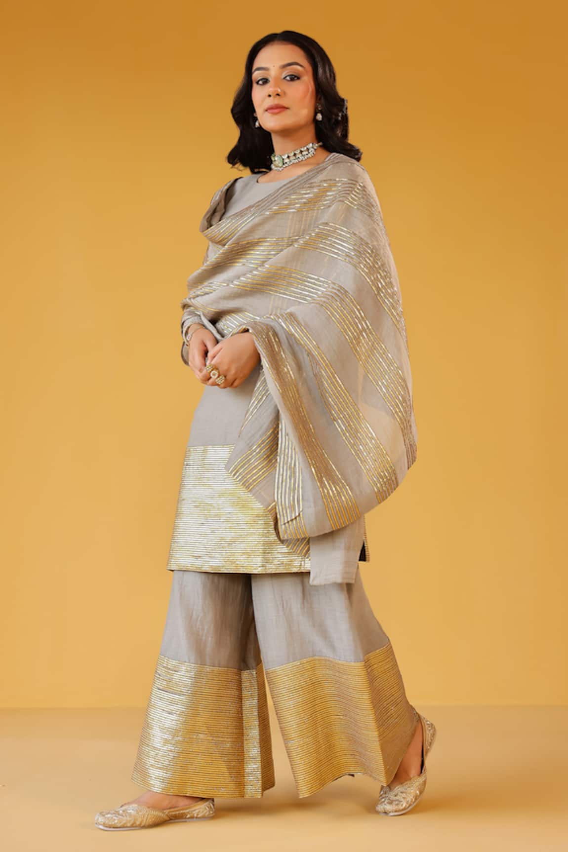 Palak & Mehak Chanderi Kurta Sharara Set 