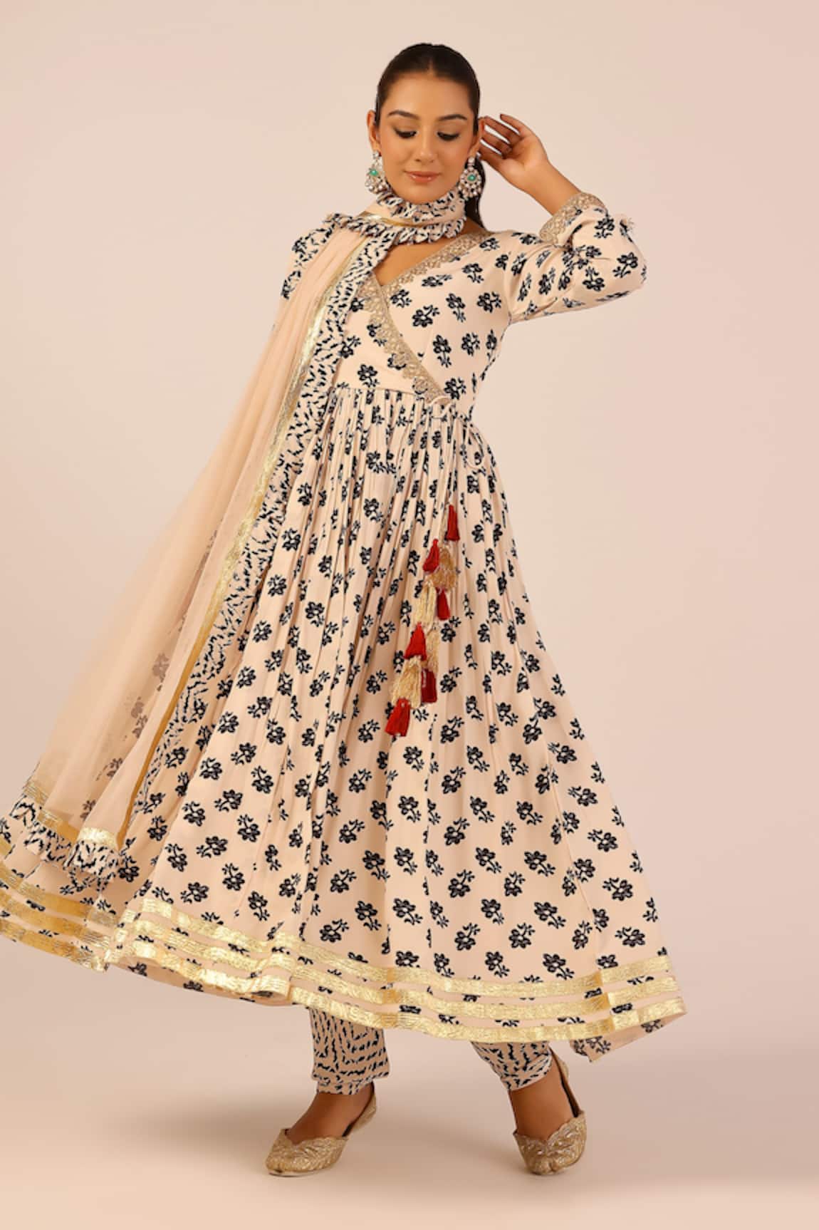 Palak & Mehak Floral Print Chanderi Anarkali Set 