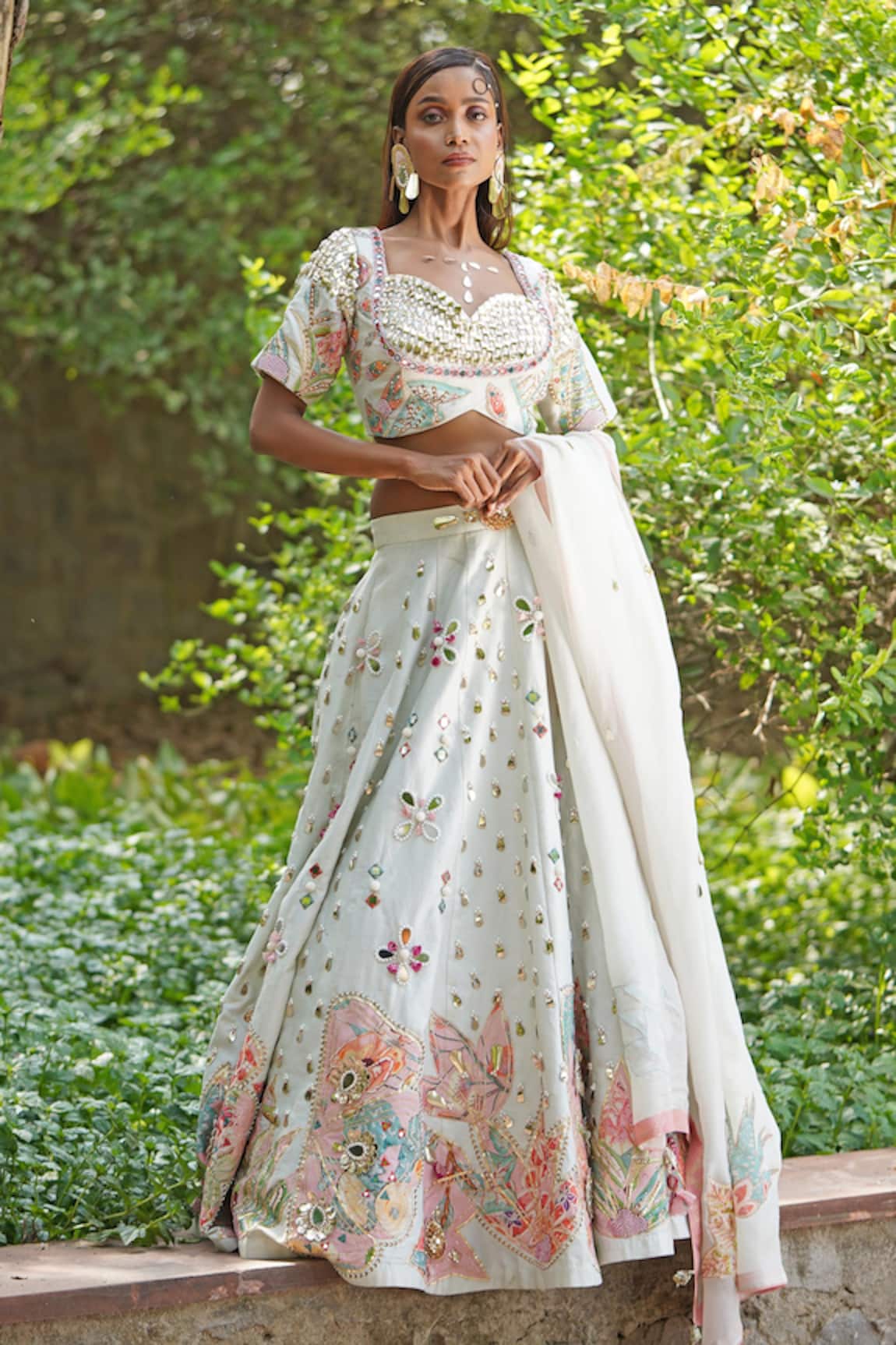 Soniya G Light Pastel Green Embroidered Lehenga Set 