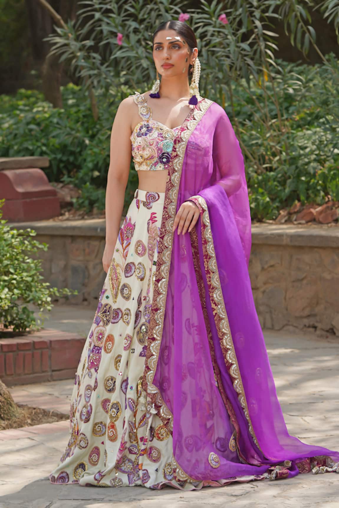 Soniya G Ivory Floral Embroidered Lehenga Set 