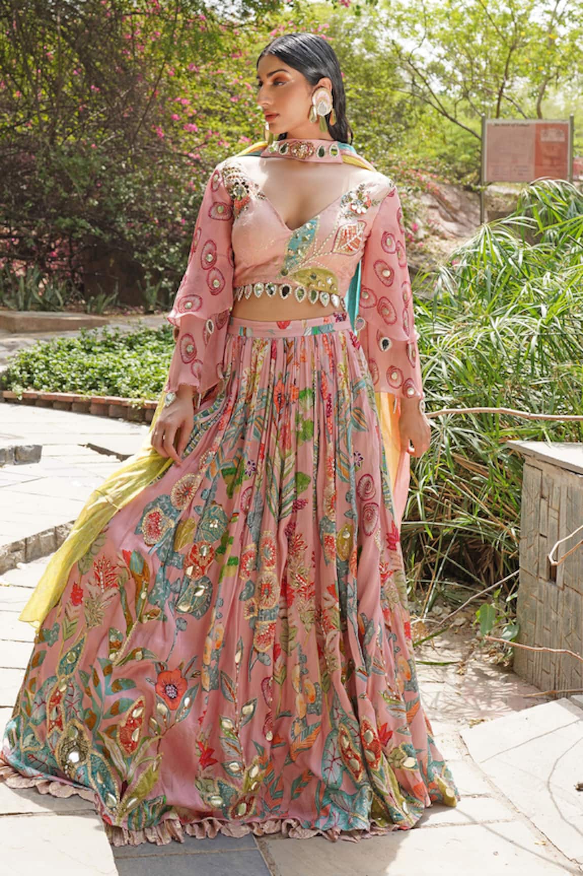 Soniya G Floral Print Organza Lehenga Set 