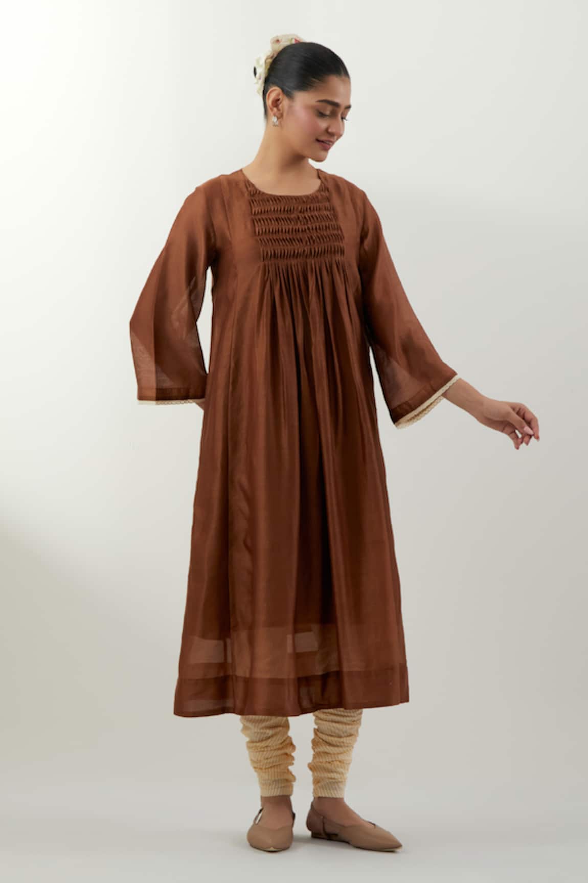 Vinusto Brown Handwoven Kurta Set 
